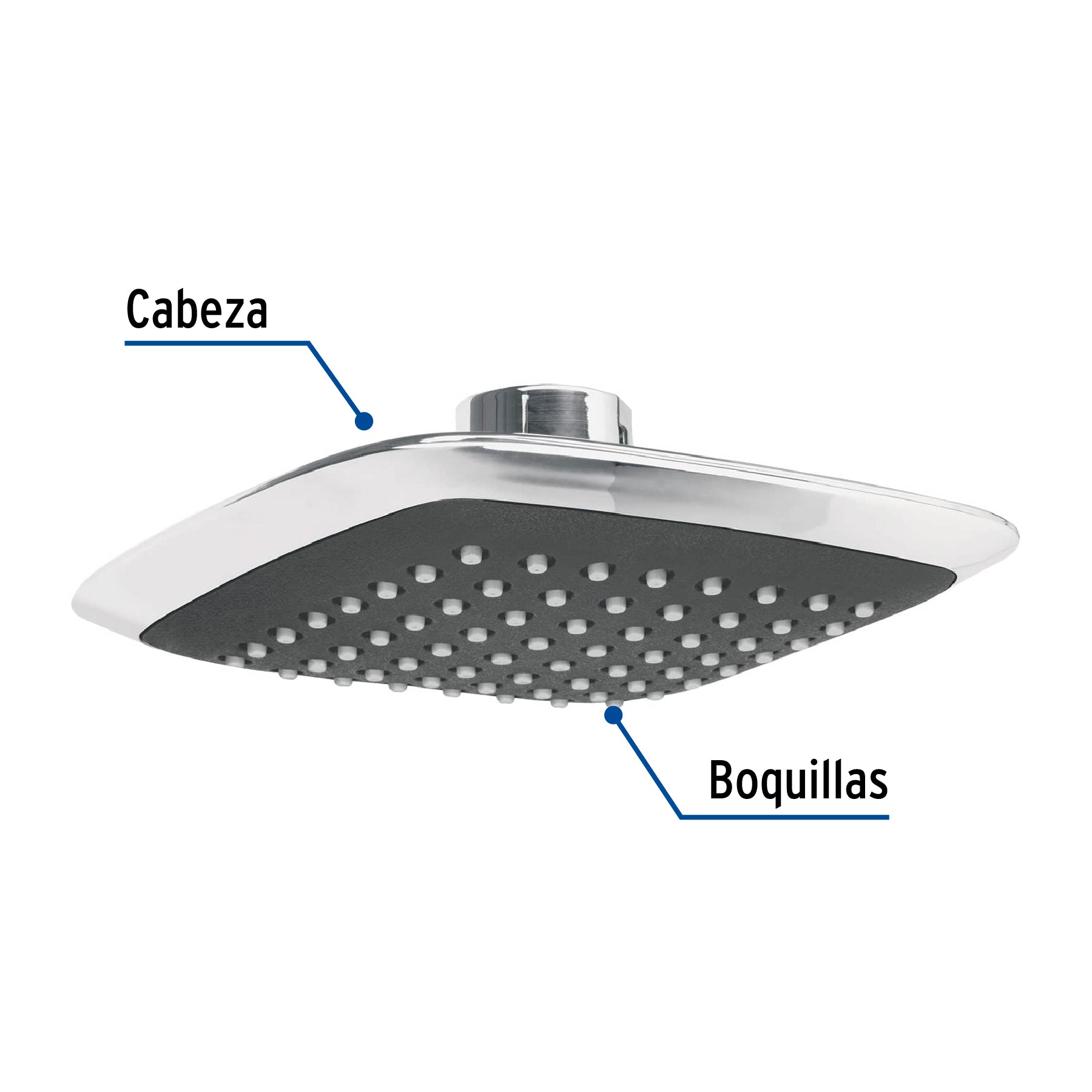 Regadera cuadrada 6", ABS, sin brazo, cromo, AERO
