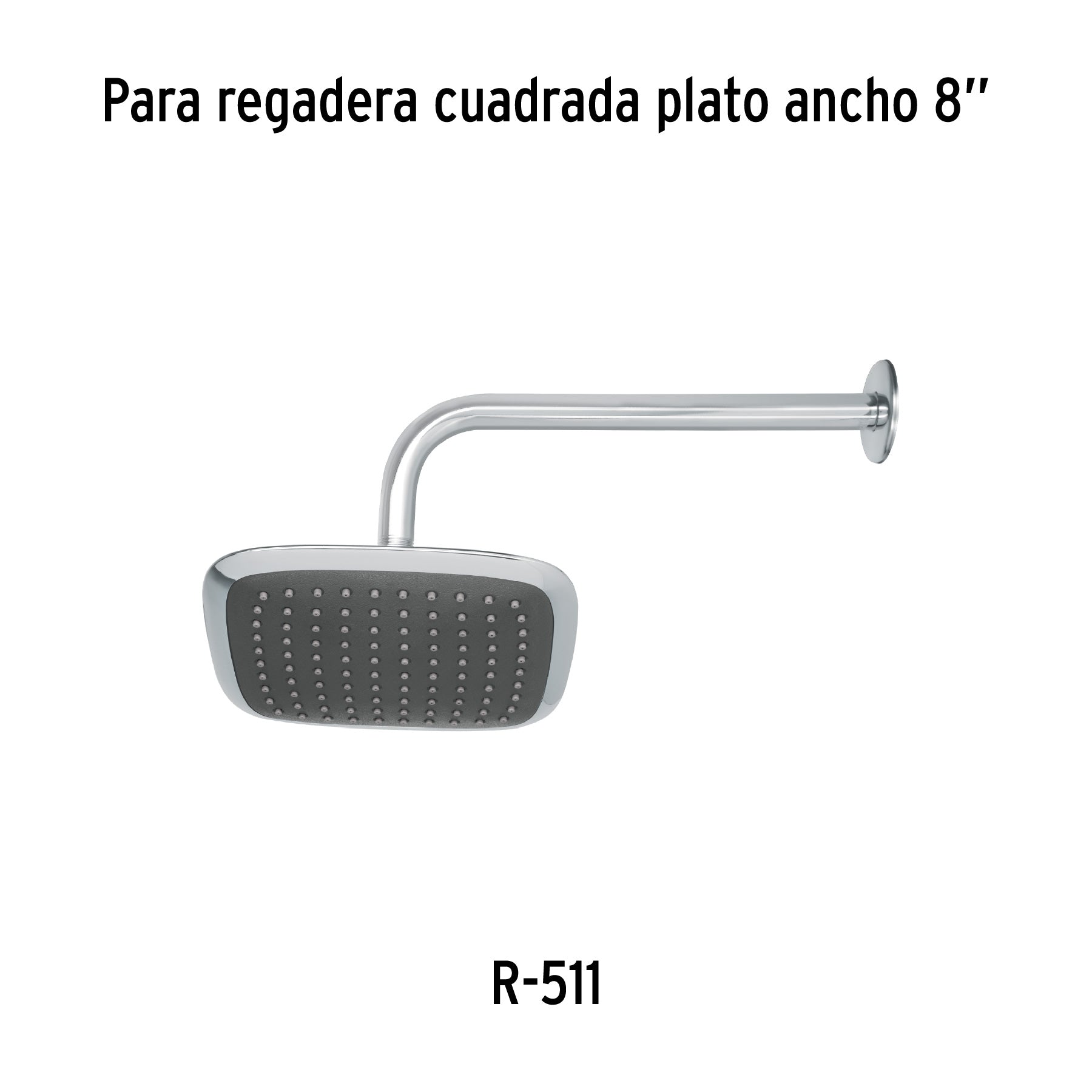 Regadera cuadrada 8", ABS, sin brazo, cromo, AERO