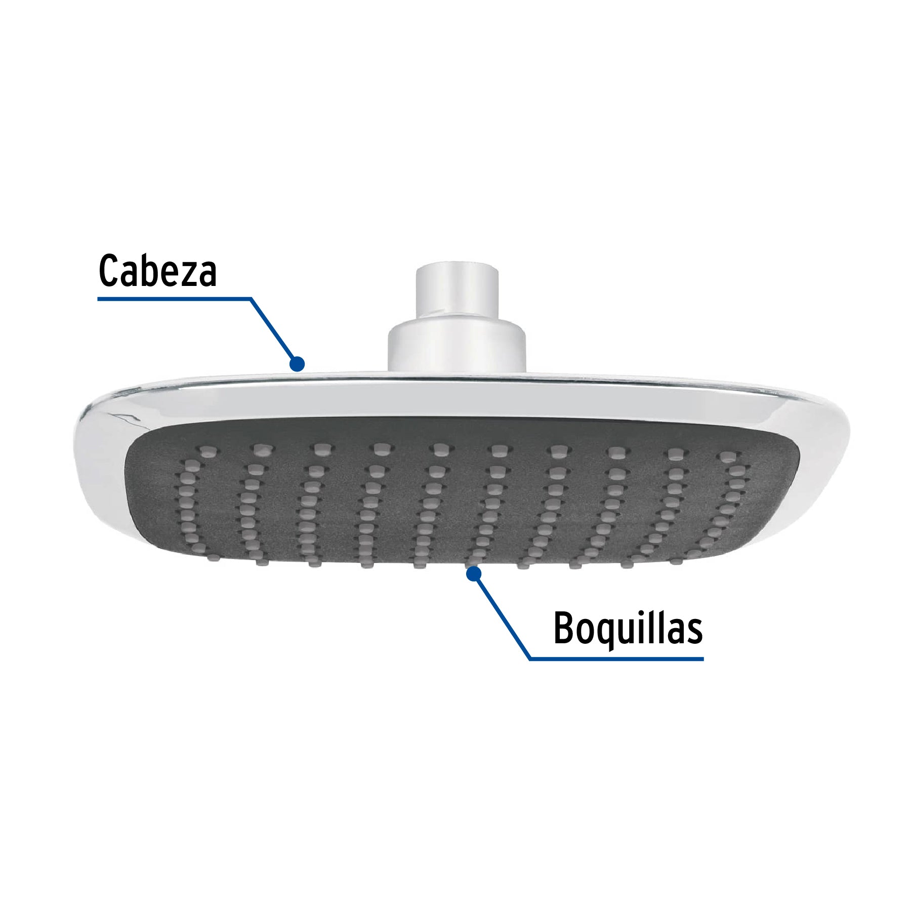 Regadera cuadrada 8", ABS, sin brazo, cromo, AERO