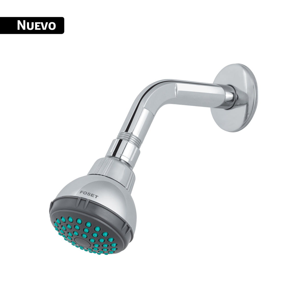 Regadera redonda 2-1/2" con brazo y chapeton ABS, BASIC
