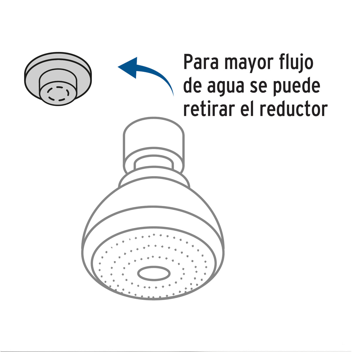 Regadera redonda 2-1/2" con brazo y chapeton ABS, BASIC