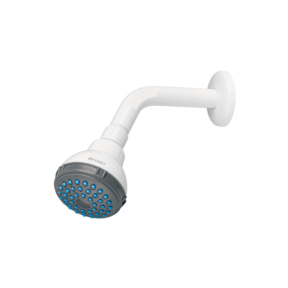 Regadera plástica redonda 2-1/2" gris-blanca, FOSET BASIC