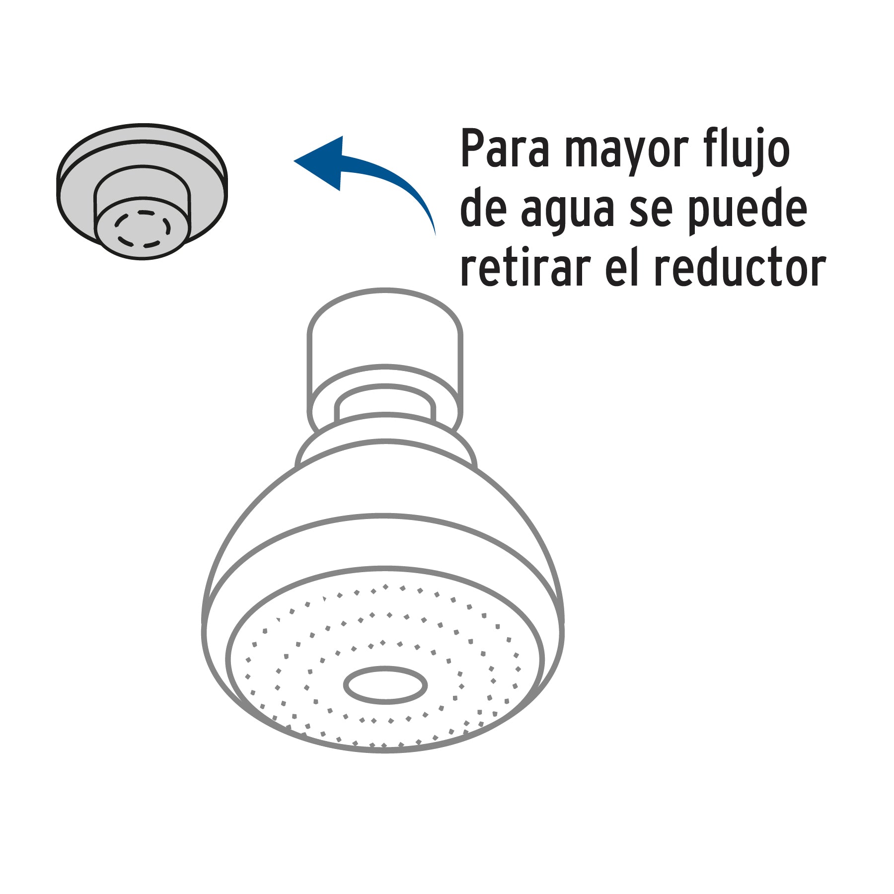 Regadera redonda de ABS 2-1/2" gris-blanca sin brazo, BASIC
