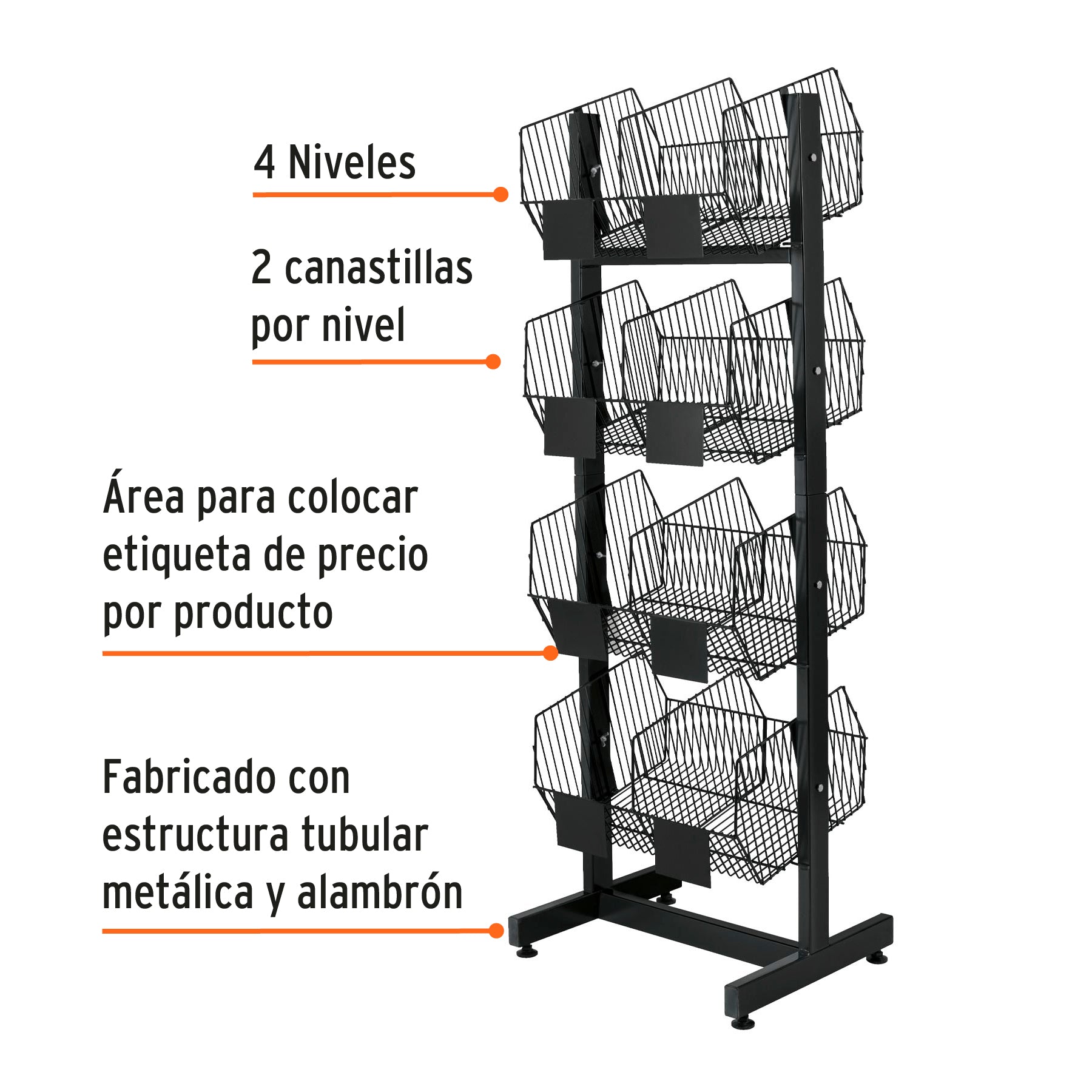 Rack botadero, metálico, 4 niveles, TRUPER