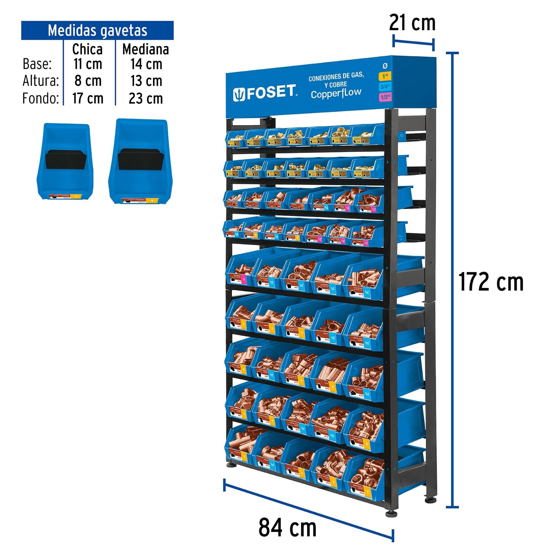 Rack con conexiones de cobre y gas, FOSET