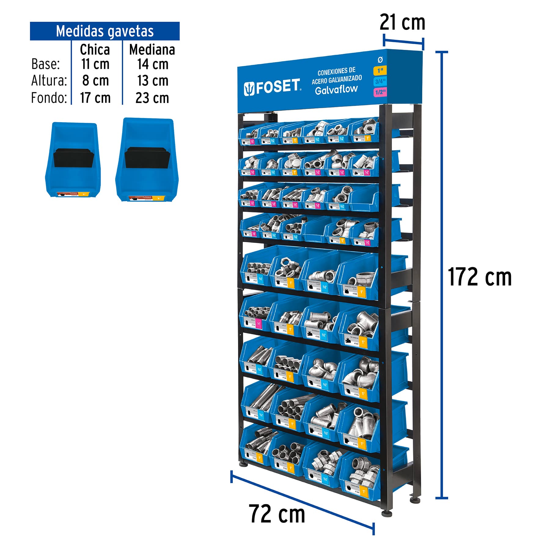 Rack con conexiones de acero galvanizado, FOSET