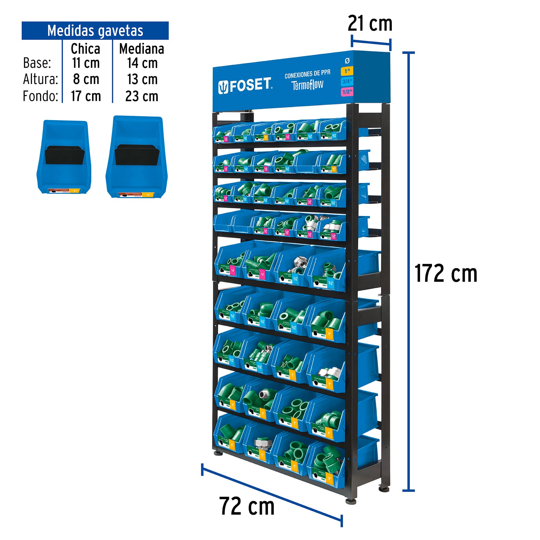 Rack con conexiones de PPR, FOSET