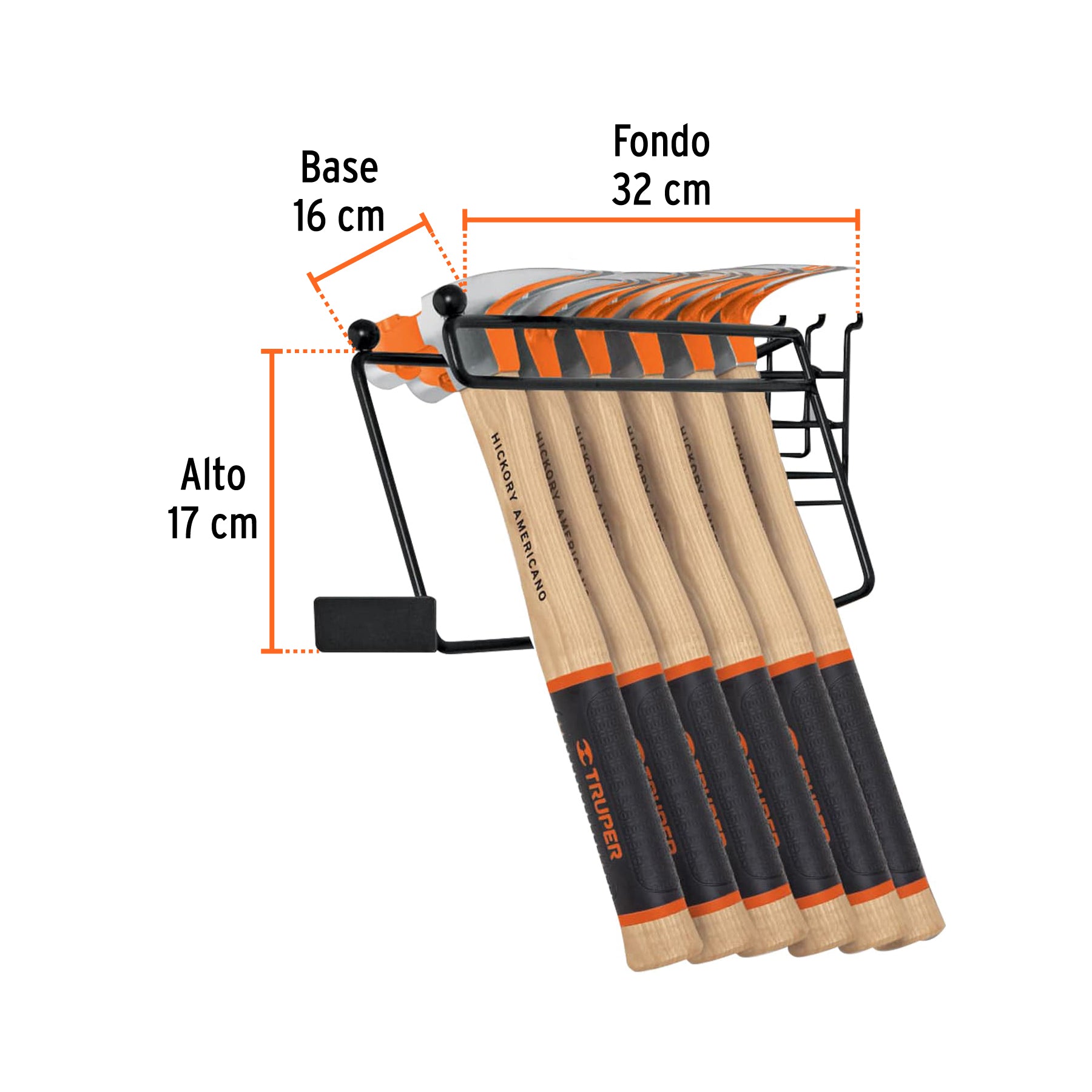 Rack para martillos semipulidos uña curva, TRUPER