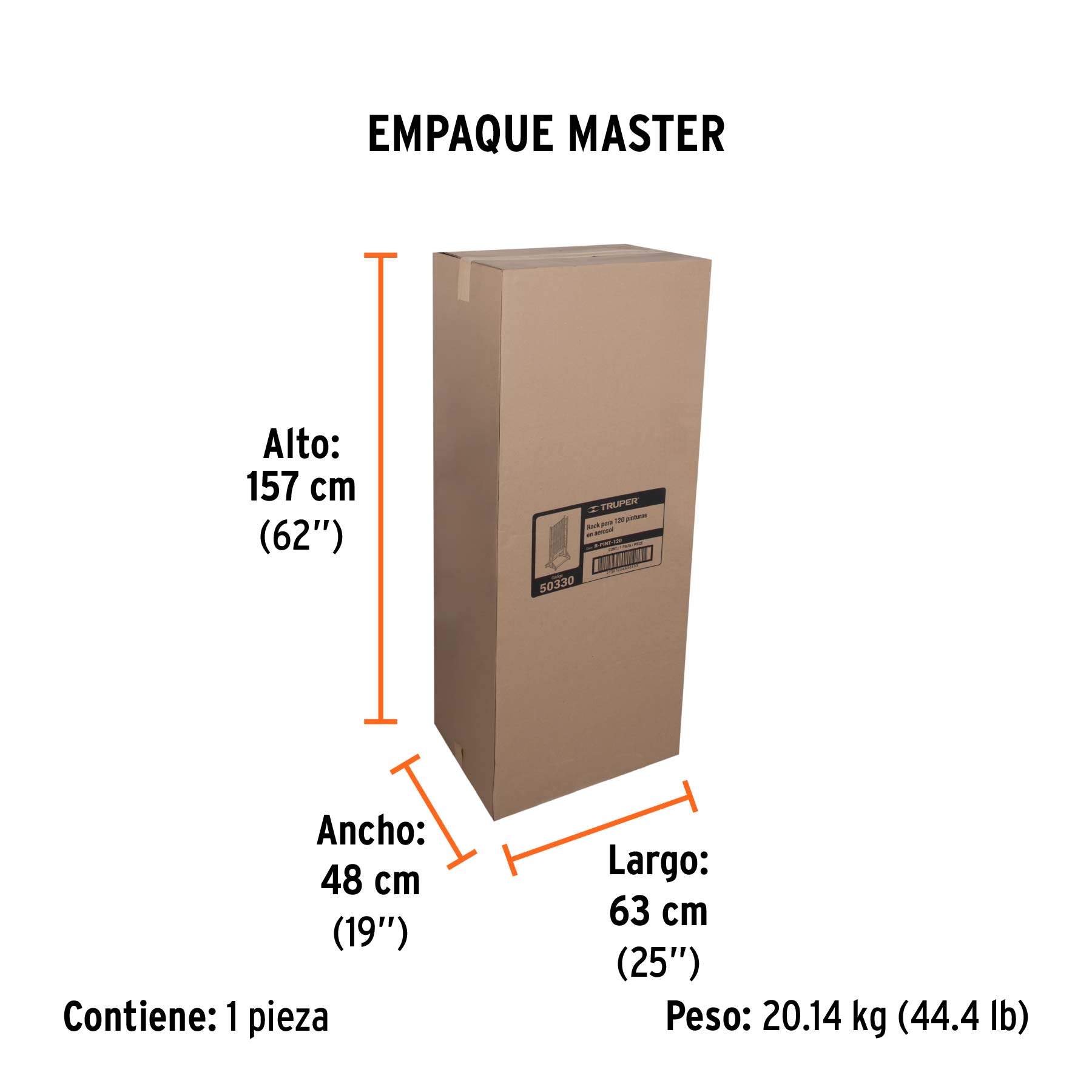 Rack para 120 pinturas en aerosol, TRUPER - Empaque