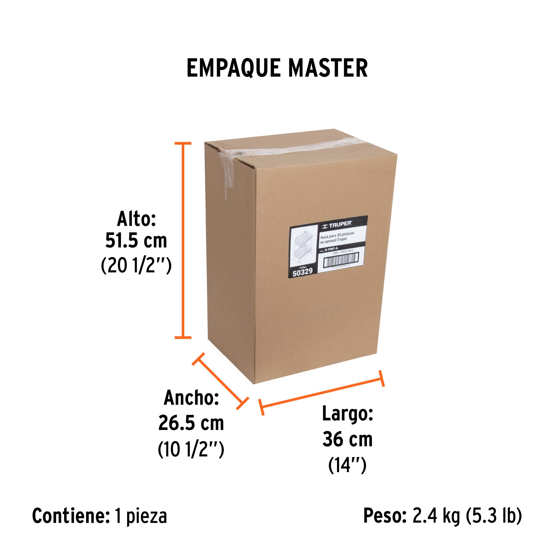 Rack para 30 pinturas en aerosol, TRUPER - Empaque