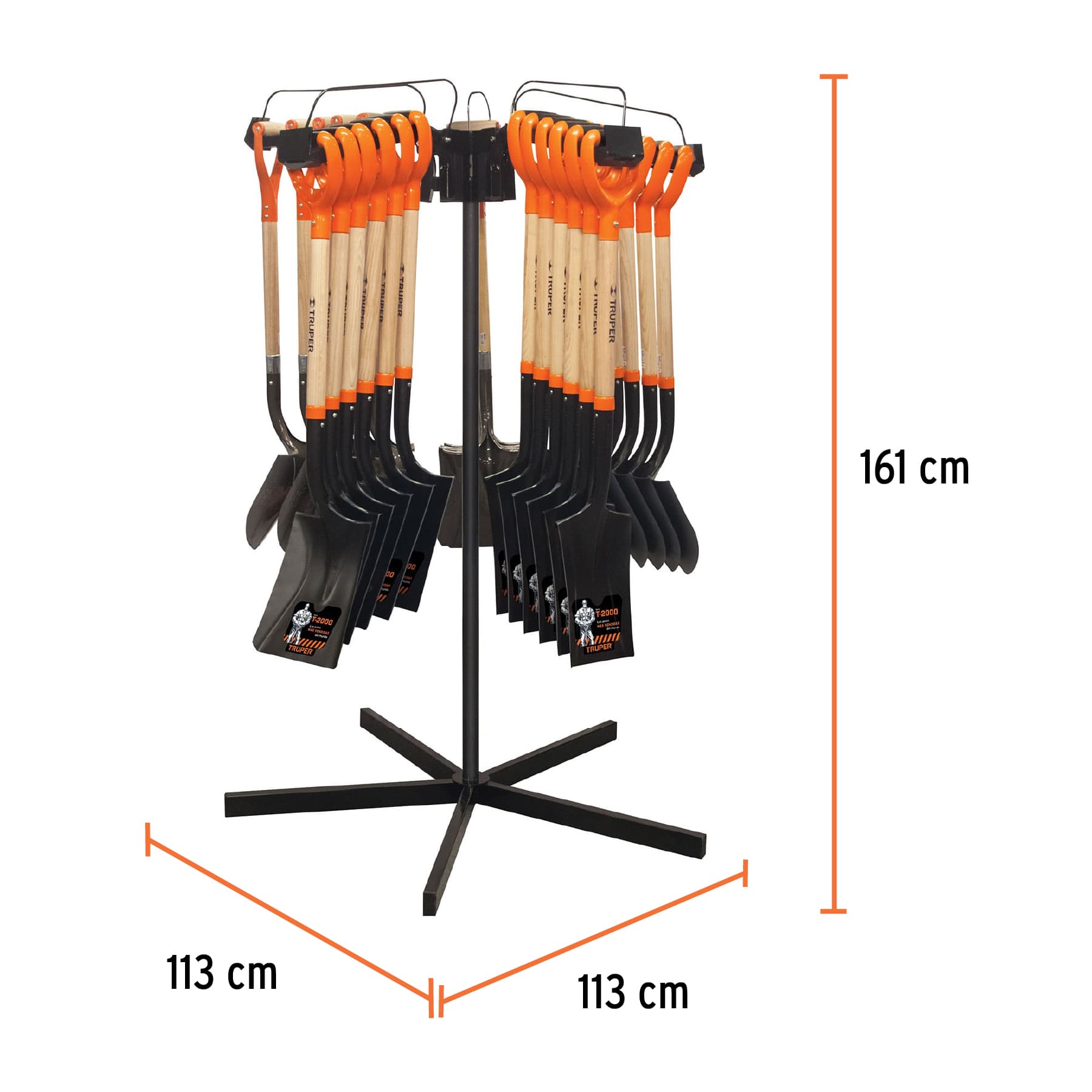Rack para palas con mango "Y", giratorio para 30 pz, TRUPER