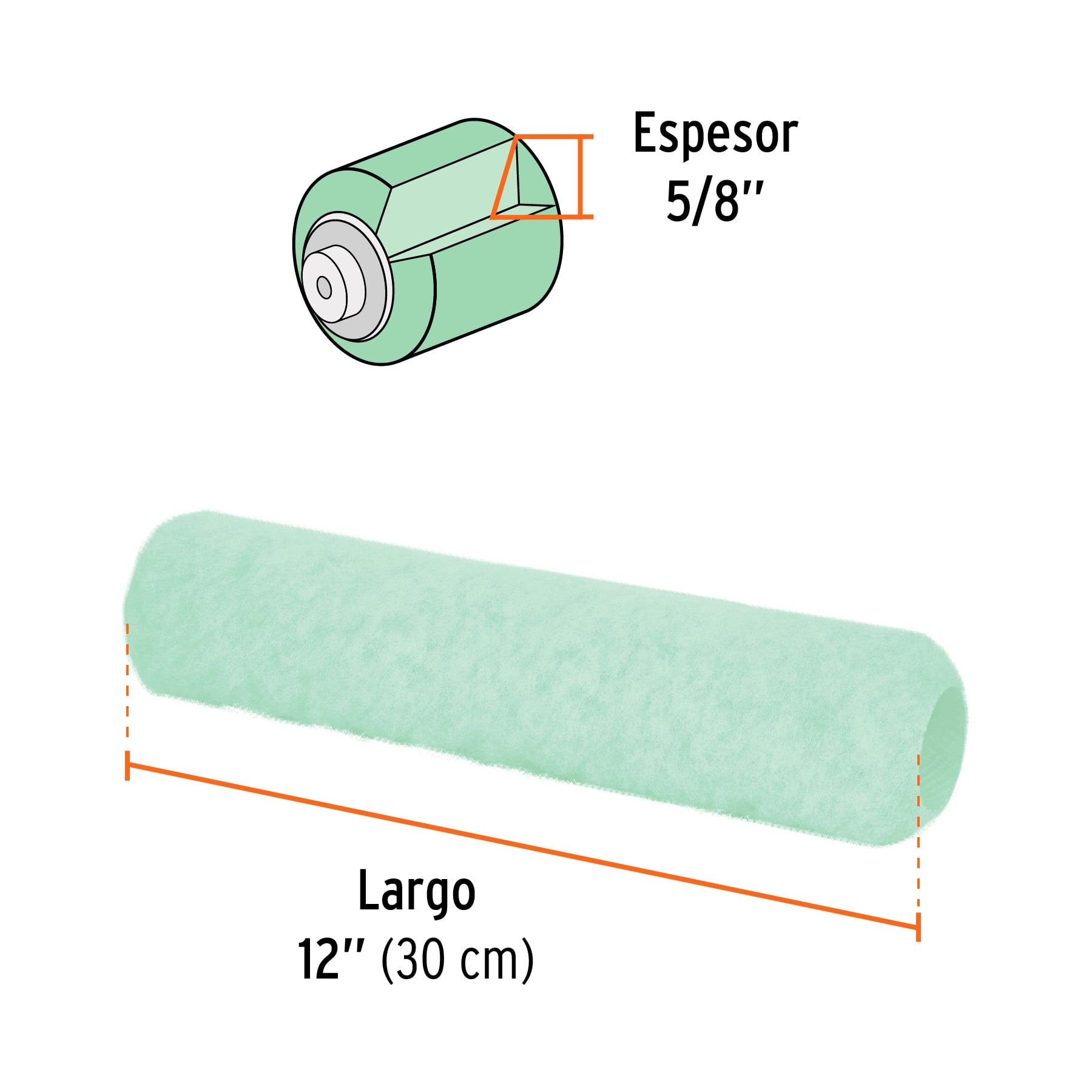 Felpa para rodillo 12x5/8" superficies poco rugosas, TRUPER