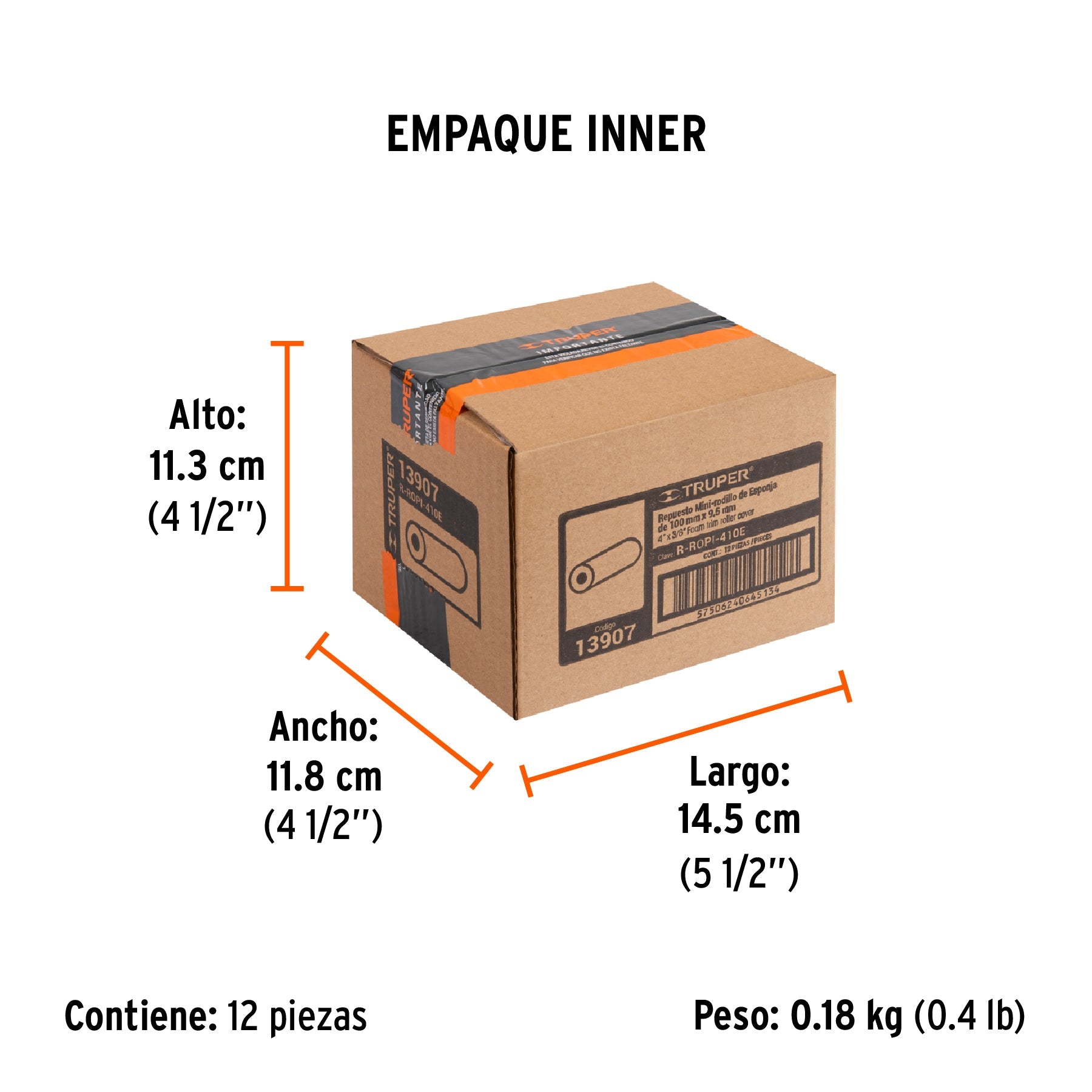Bolsa c/2 felpas para mini rodillo esponja 4"x3/8", TRUPER - Empaque