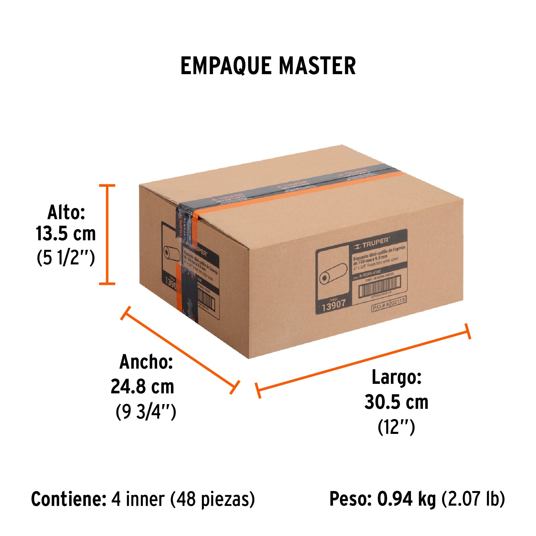 Bolsa c/2 felpas para mini rodillo esponja 4"x3/8", TRUPER - Empaque