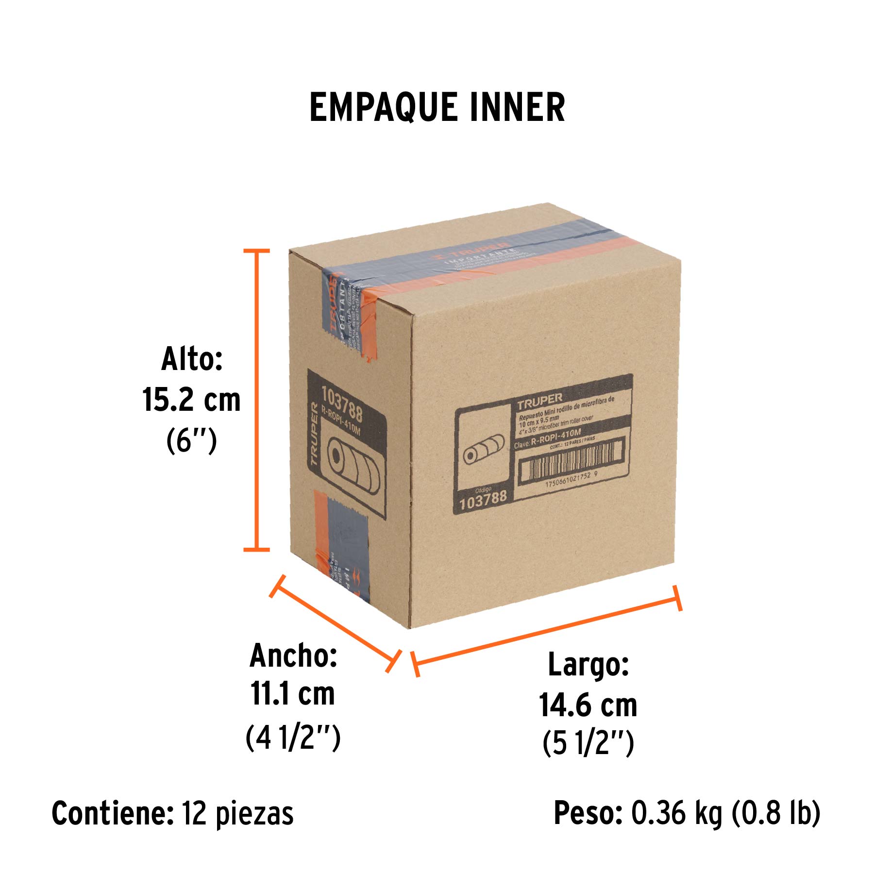 Bolsa c/2 felpas p/mini rodillo de microfibra 4"x3/8",TRUPER - Empaque