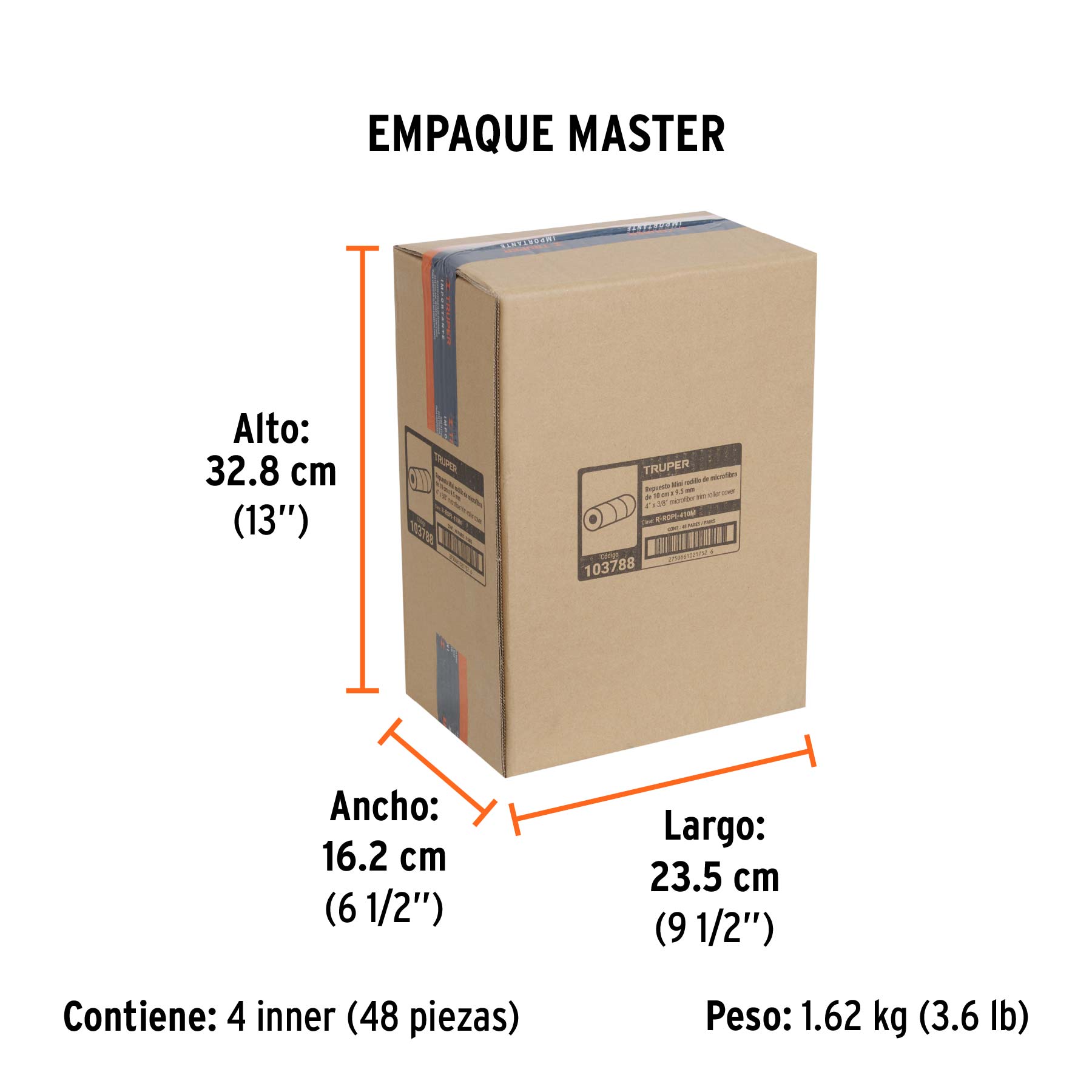 Bolsa c/2 felpas p/mini rodillo de microfibra 4"x3/8",TRUPER - Empaque