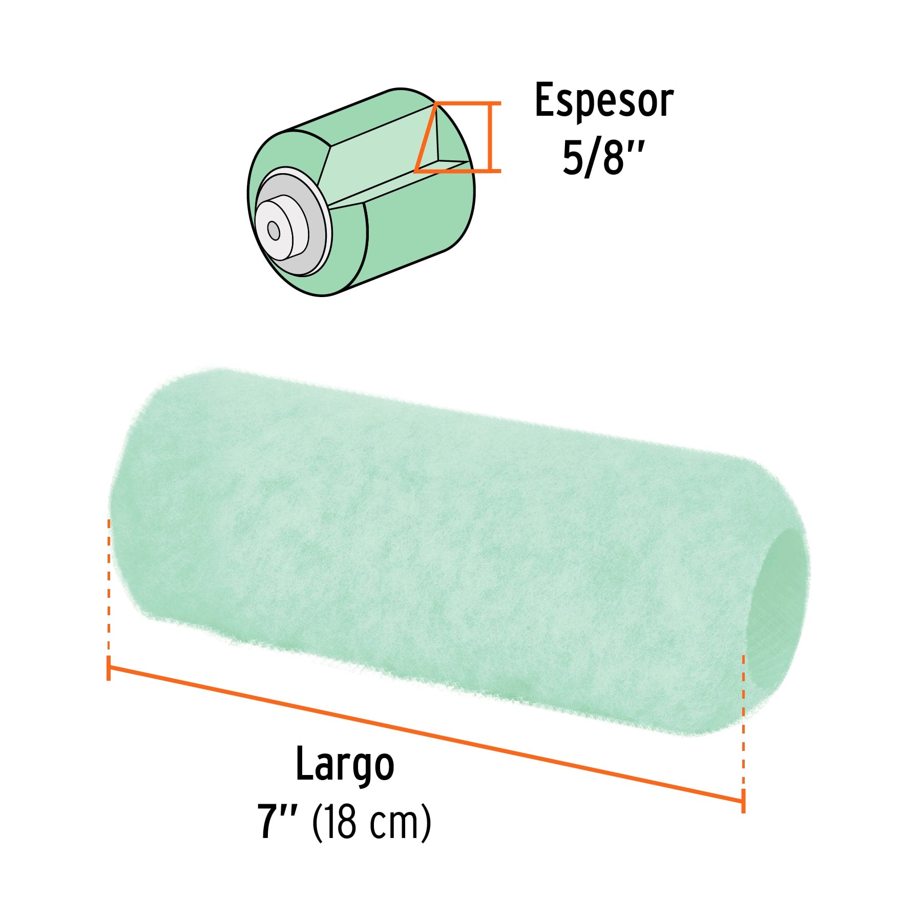 Felpa para rodillo 7 x 5/8" superficies poco rugosas, TRUPER
