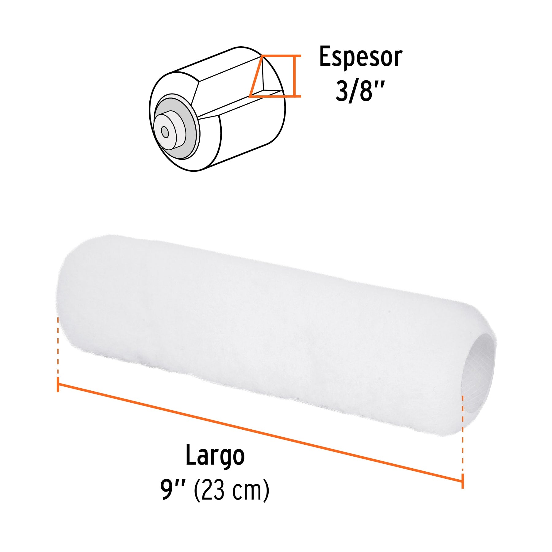 Felpa para rodillo 9 x 3/8" superficies lisas, TRUPER