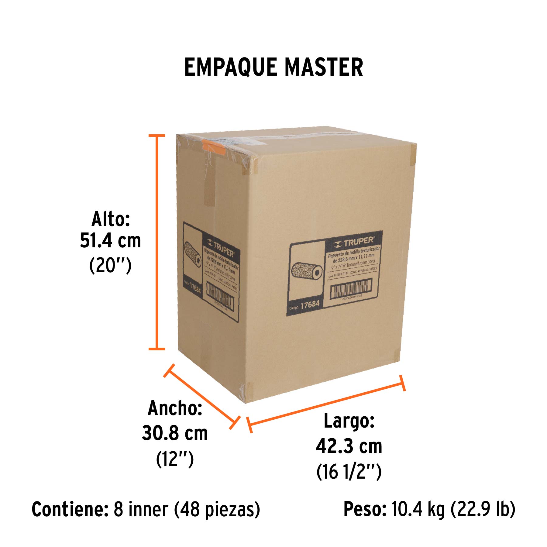 Felpa para rodillo 9 x 7/16" de PVC, acabados texturizados - Empaque