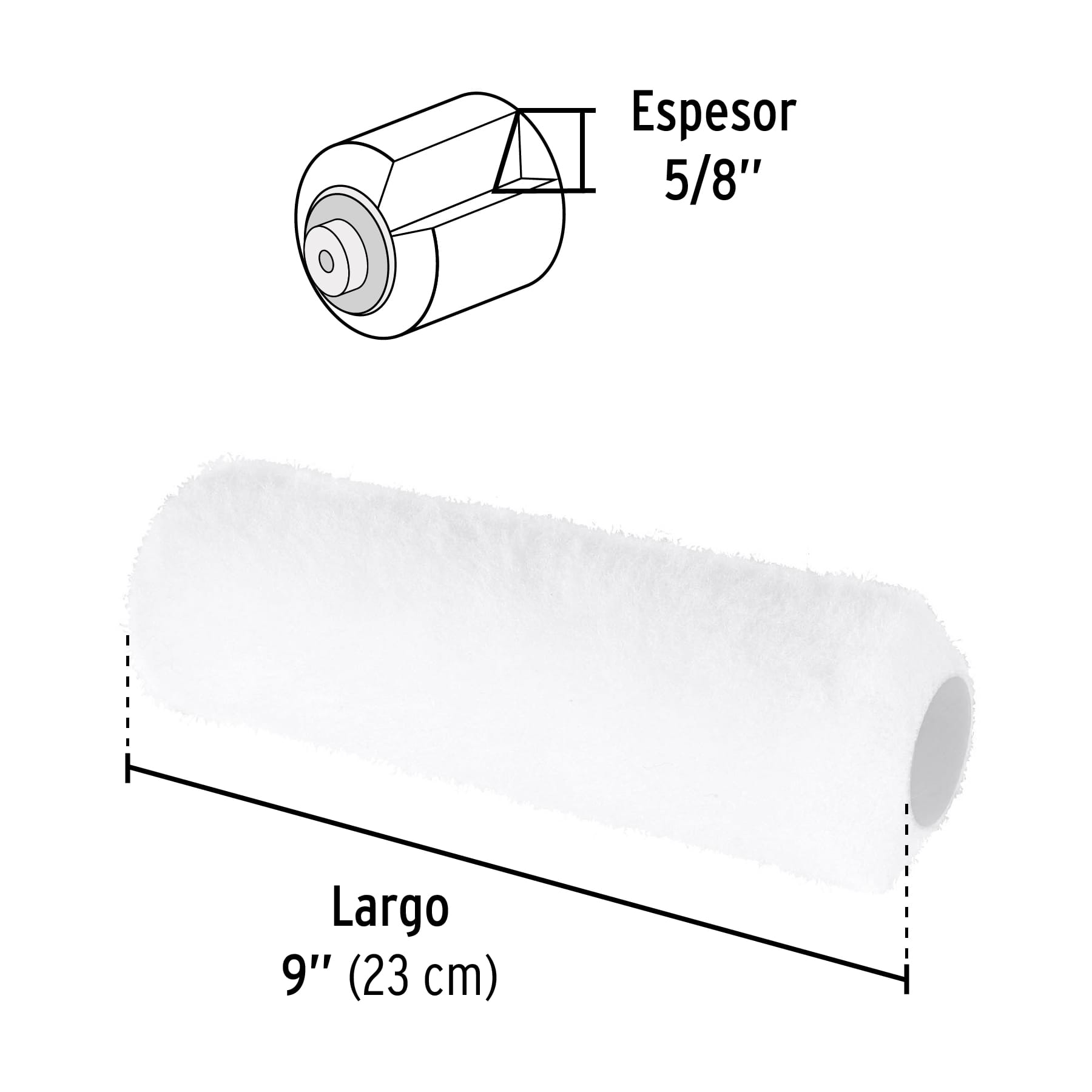 Felpa para rodillo 9 x 5/8" superficies poco rugosas, PRETUL