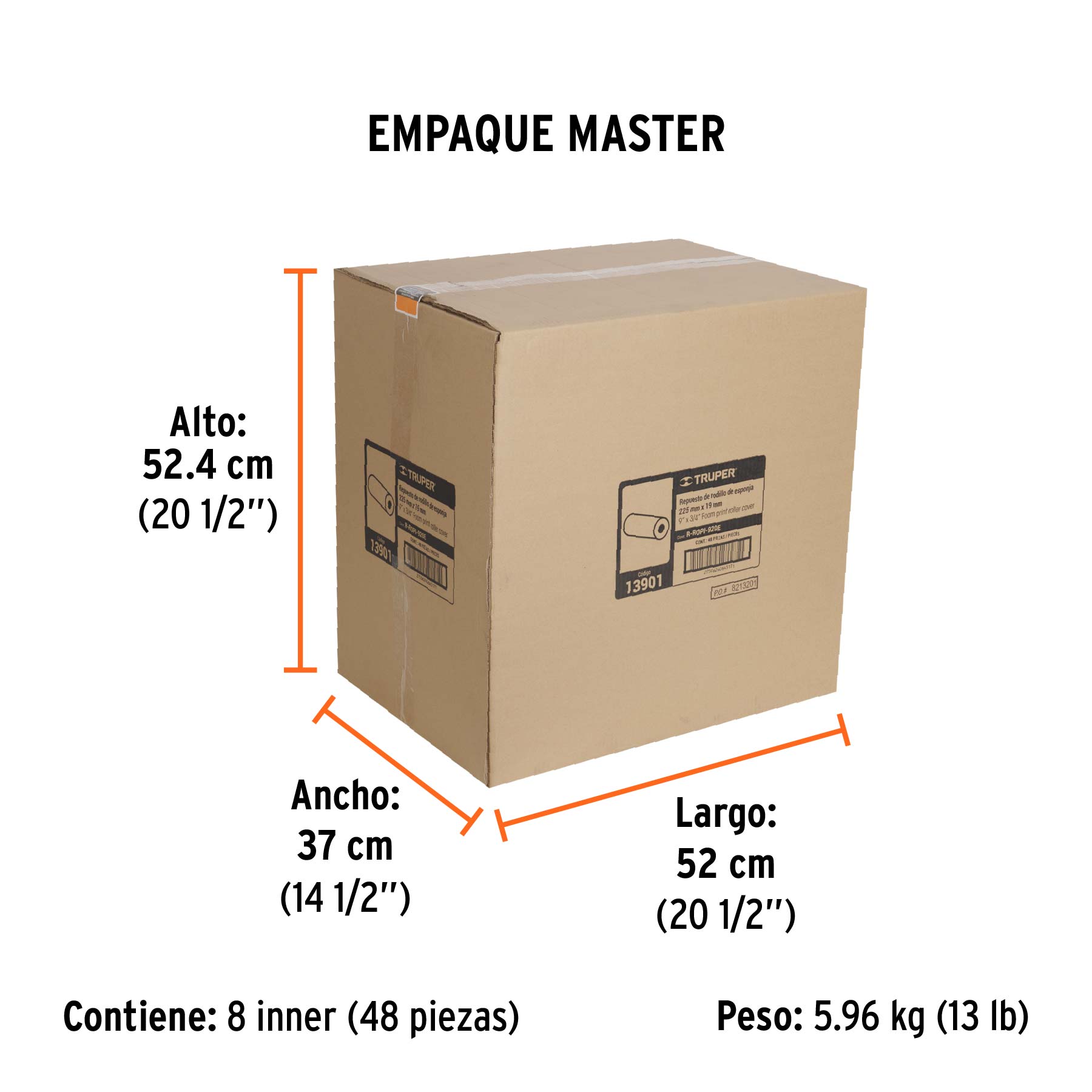 Felpa para rodillo 9 x 3/4" de esponja, superficies rugosas - Empaque