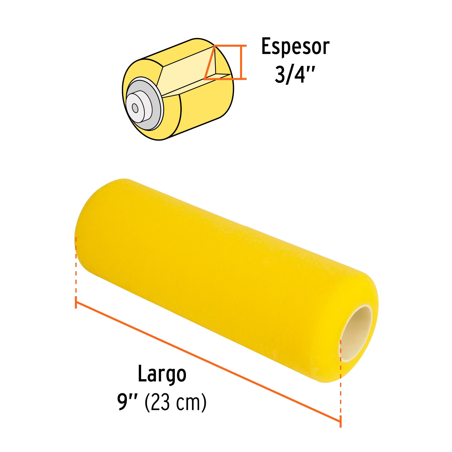Felpa para rodillo 9 x 3/4" de esponja, superficies rugosas