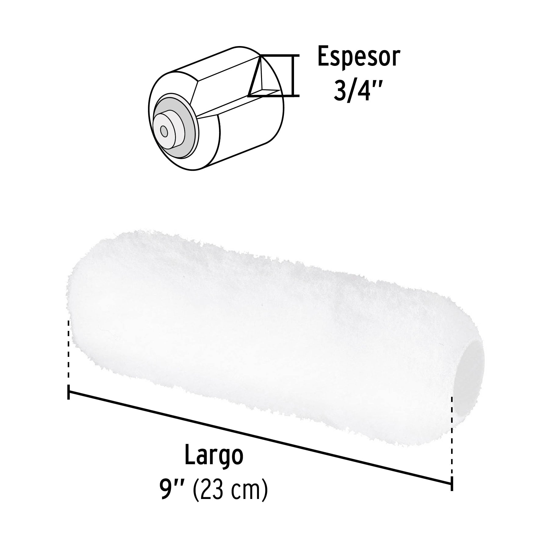 Felpa para rodillo 9 x 3/4" superficies rugosas, PRETUL