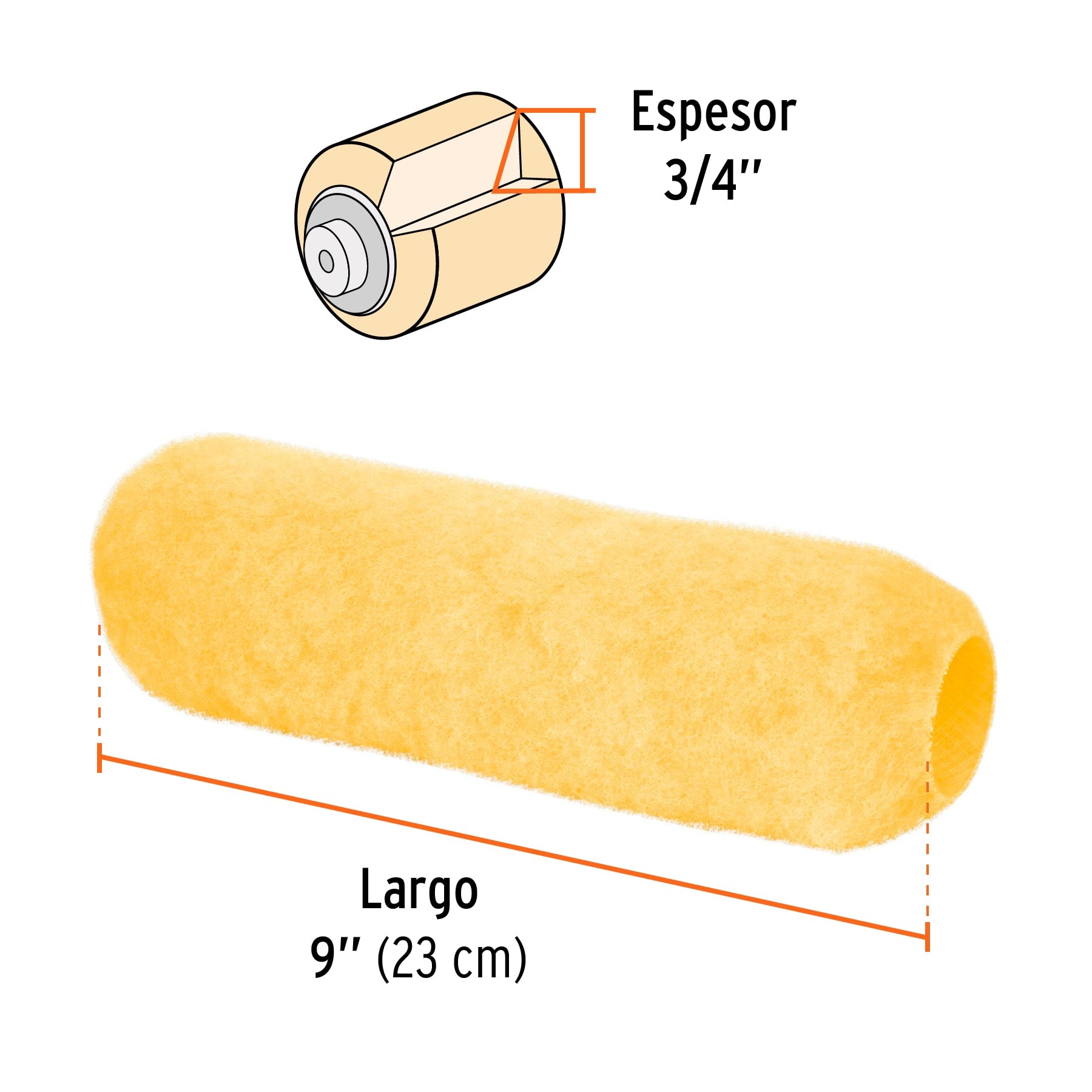 Felpa para rodillo 9 x 3/4" superficies rugosas, TRUPER
