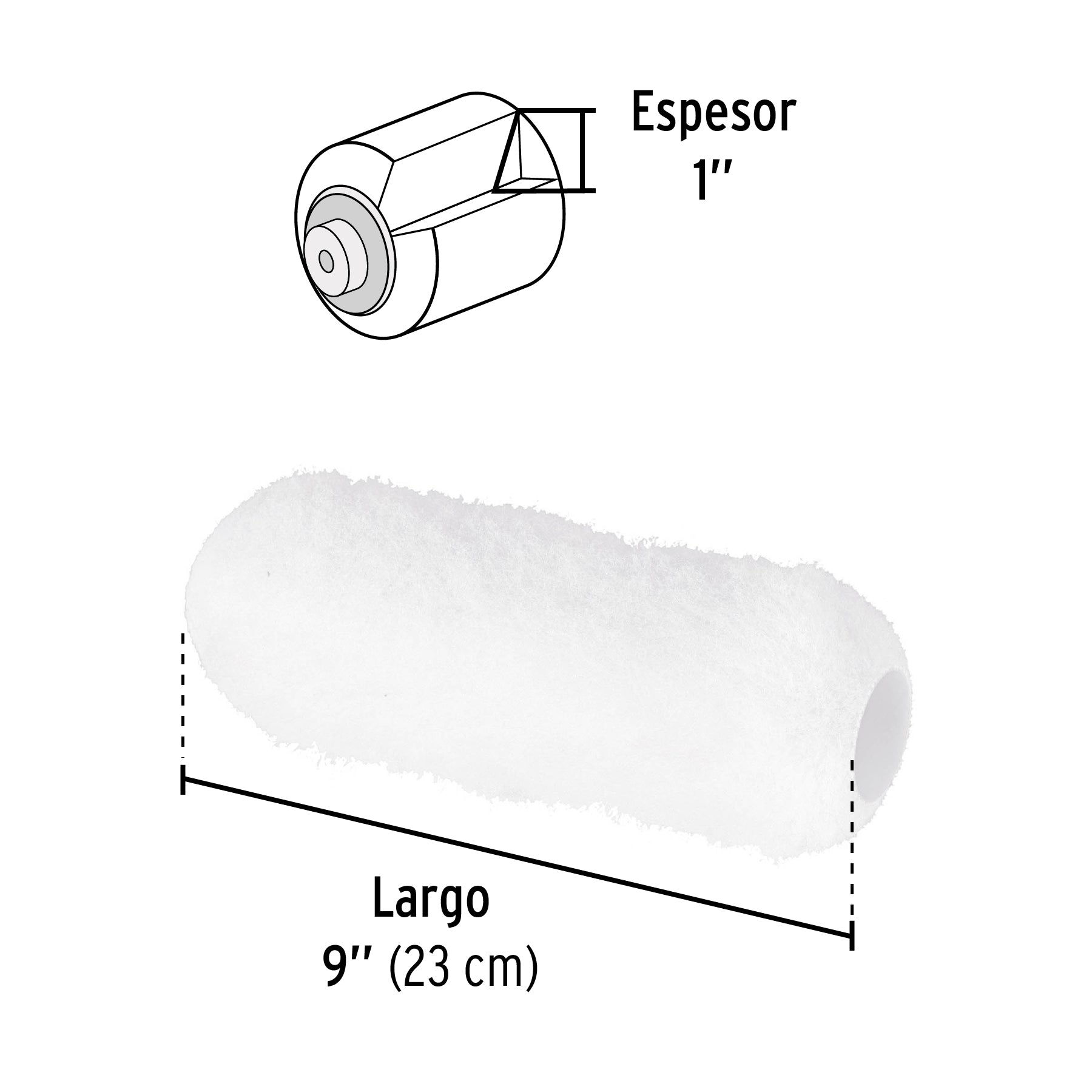 Felpa para rodillo 9 x 1" superficies muy rugosas, PRETUL