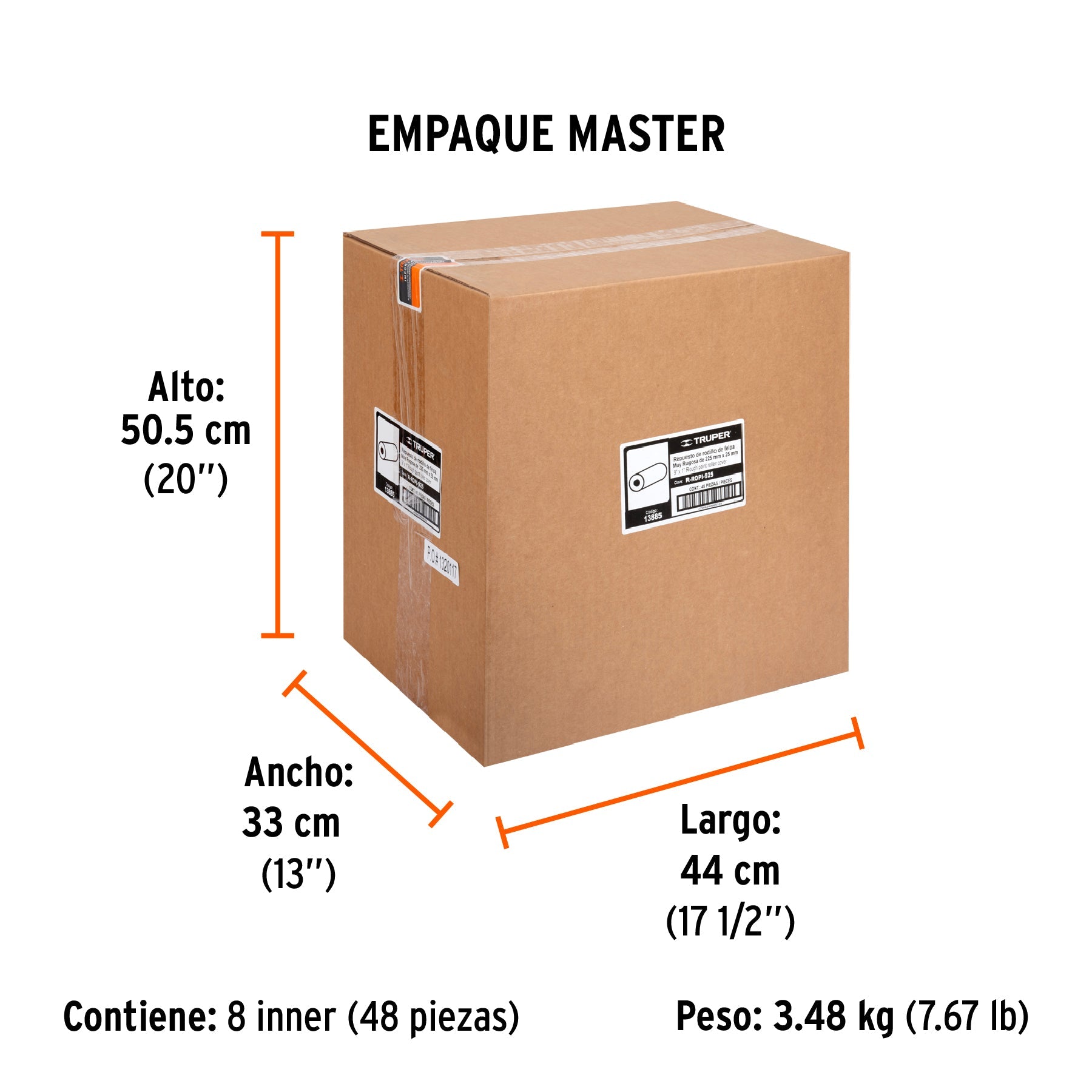 Felpa para rodillo 9 x 1" superficies muy rugosas, TRUPER - Empaque