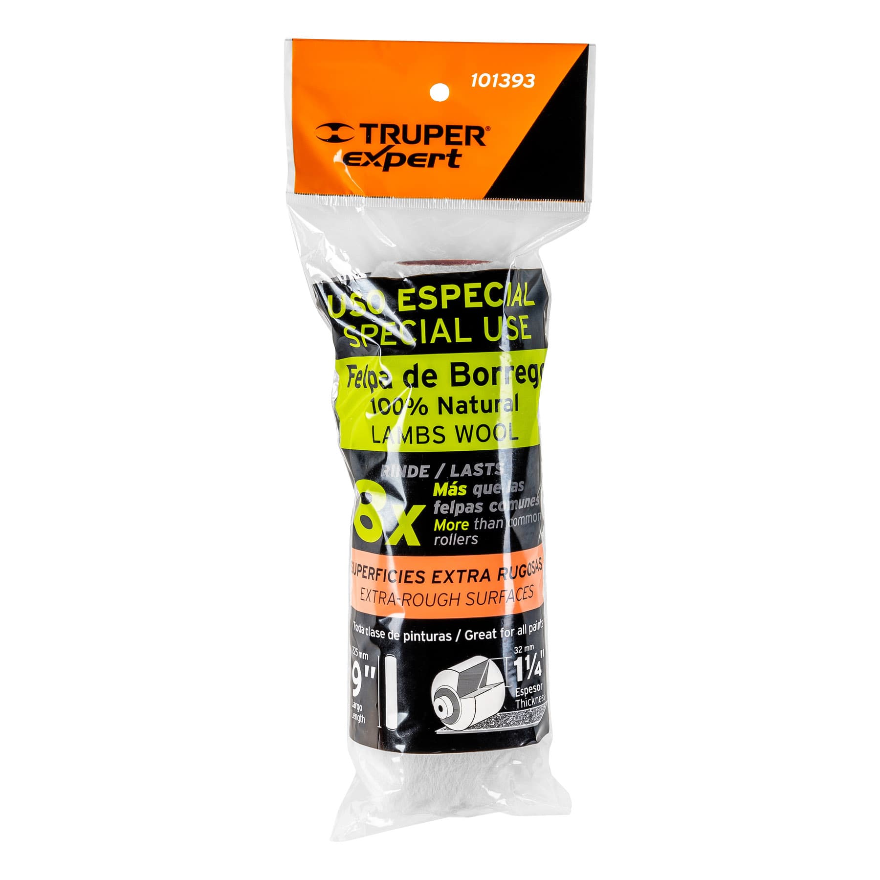 Felpa para rodillo 9x1-1/4" superficies extra rugosas,EXPERT