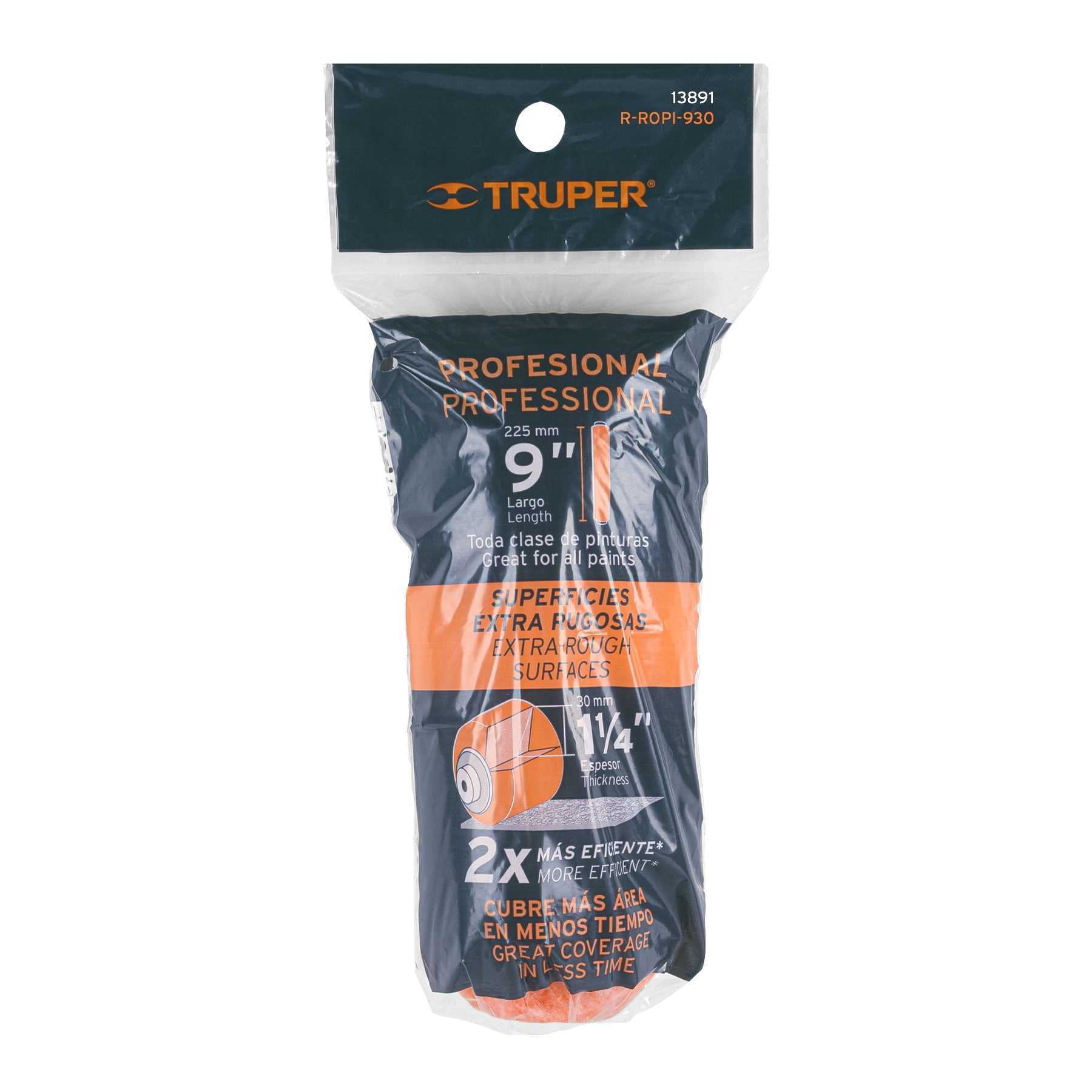 Felpa para rodillo 9x1-1/4" superficies extra rugosas,TRUPER