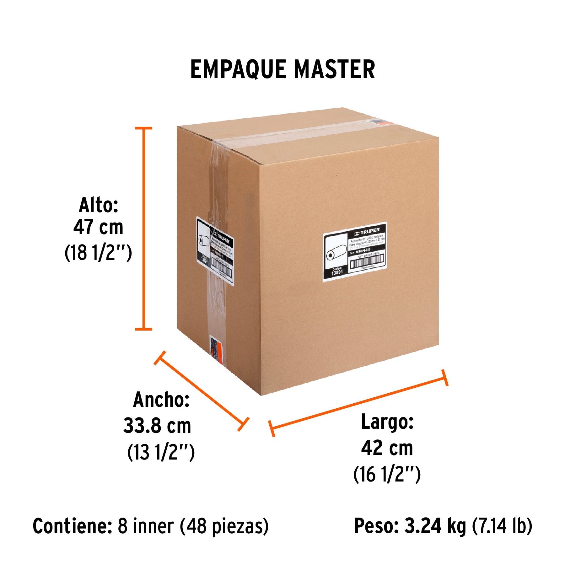 Felpa para rodillo 9x1-1/4" superficies extra rugosas,TRUPER - Empaque