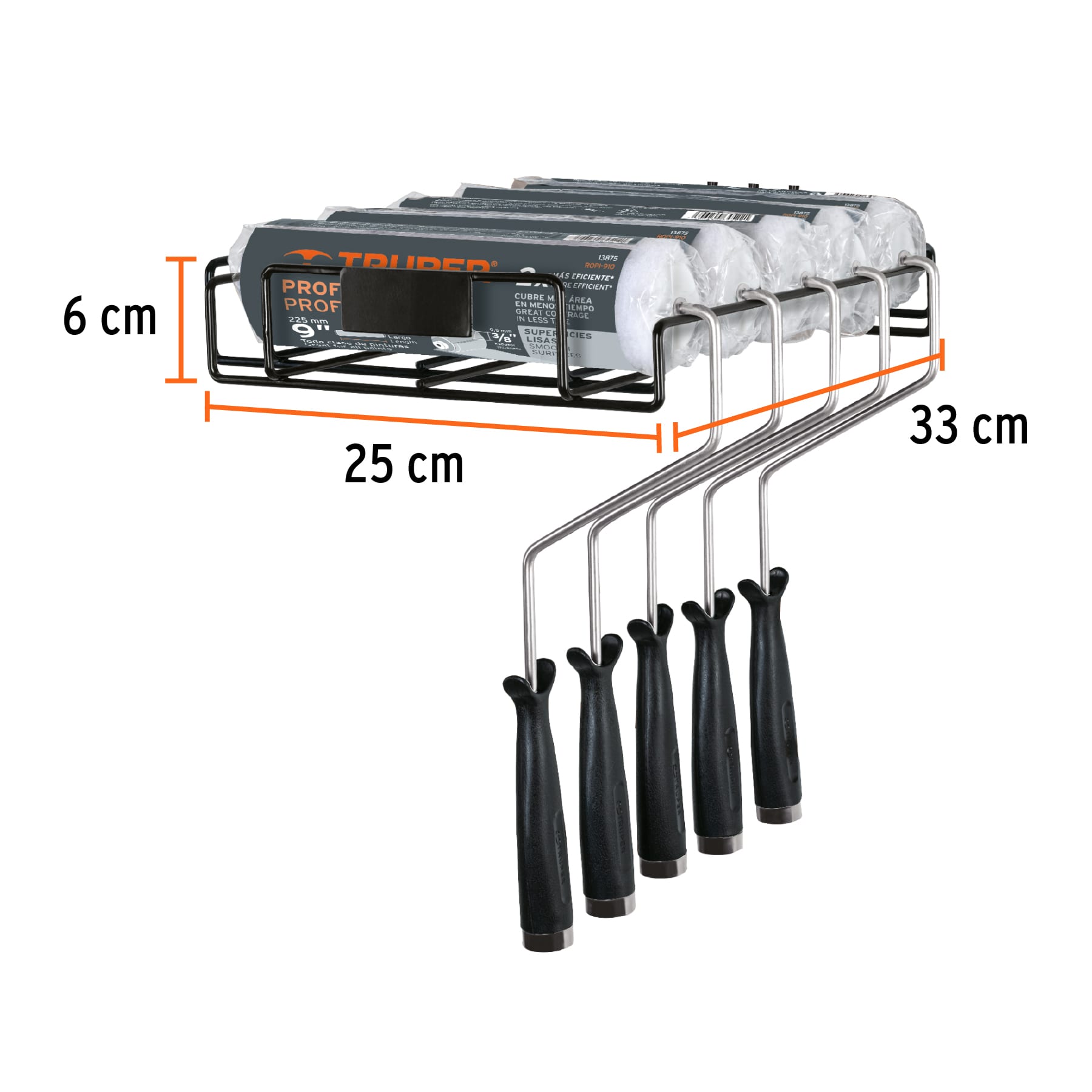 Rack para 4 rodillos para pintar de 9", TRUPER