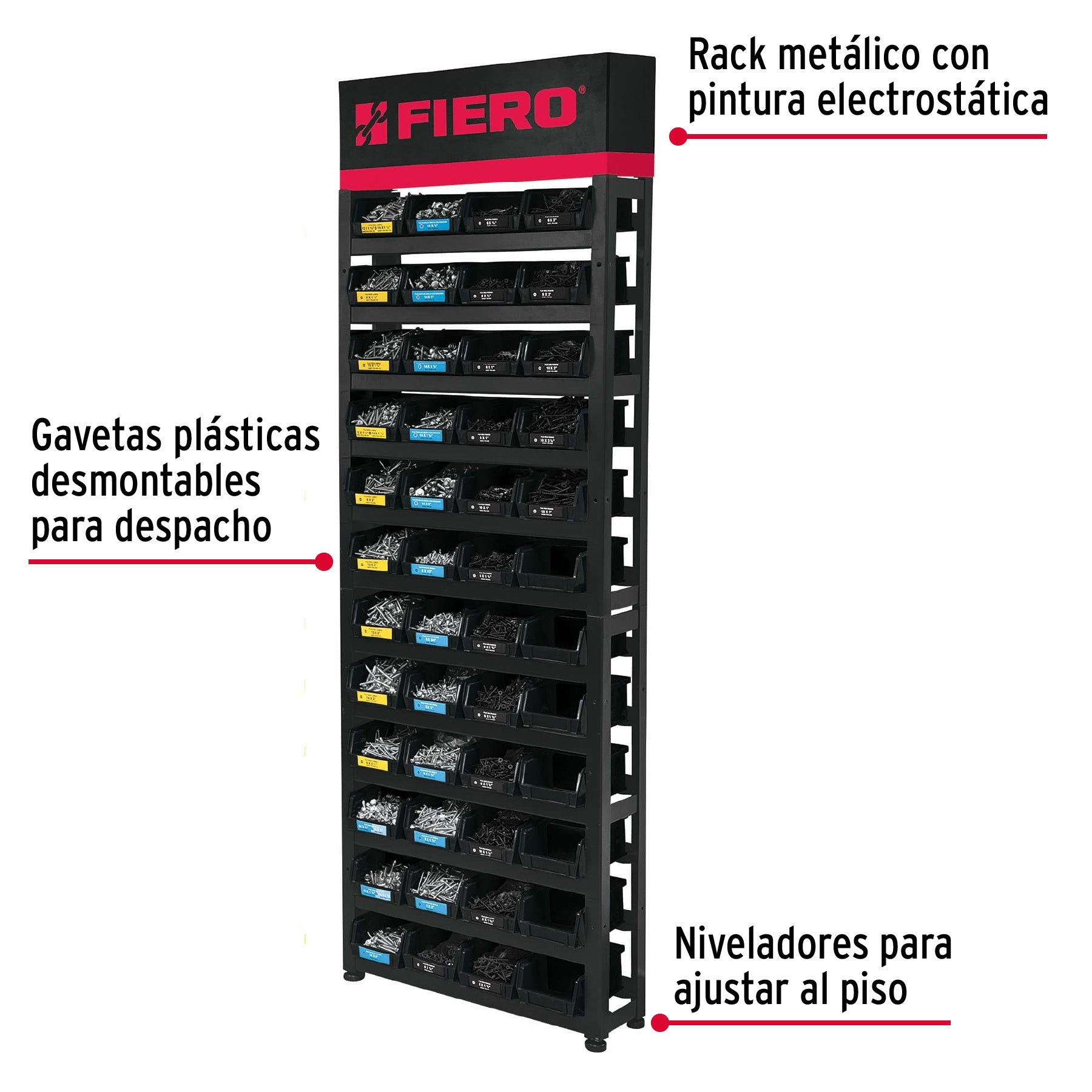 Rack modular para tornillos c/48 gavetas s/producto, FIERO