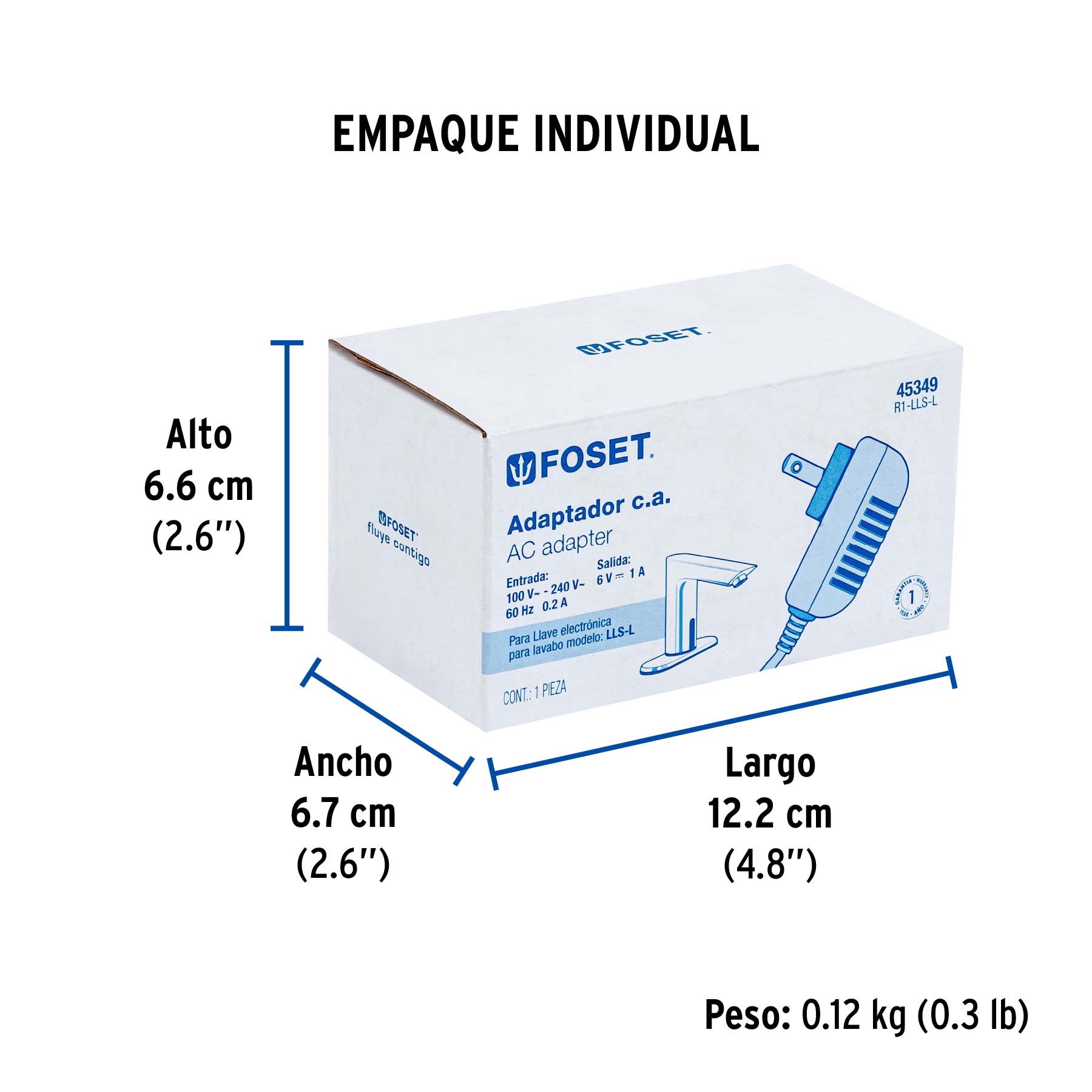 Adaptador de corriente alterna para llave de sensor LLS-L - Empaque