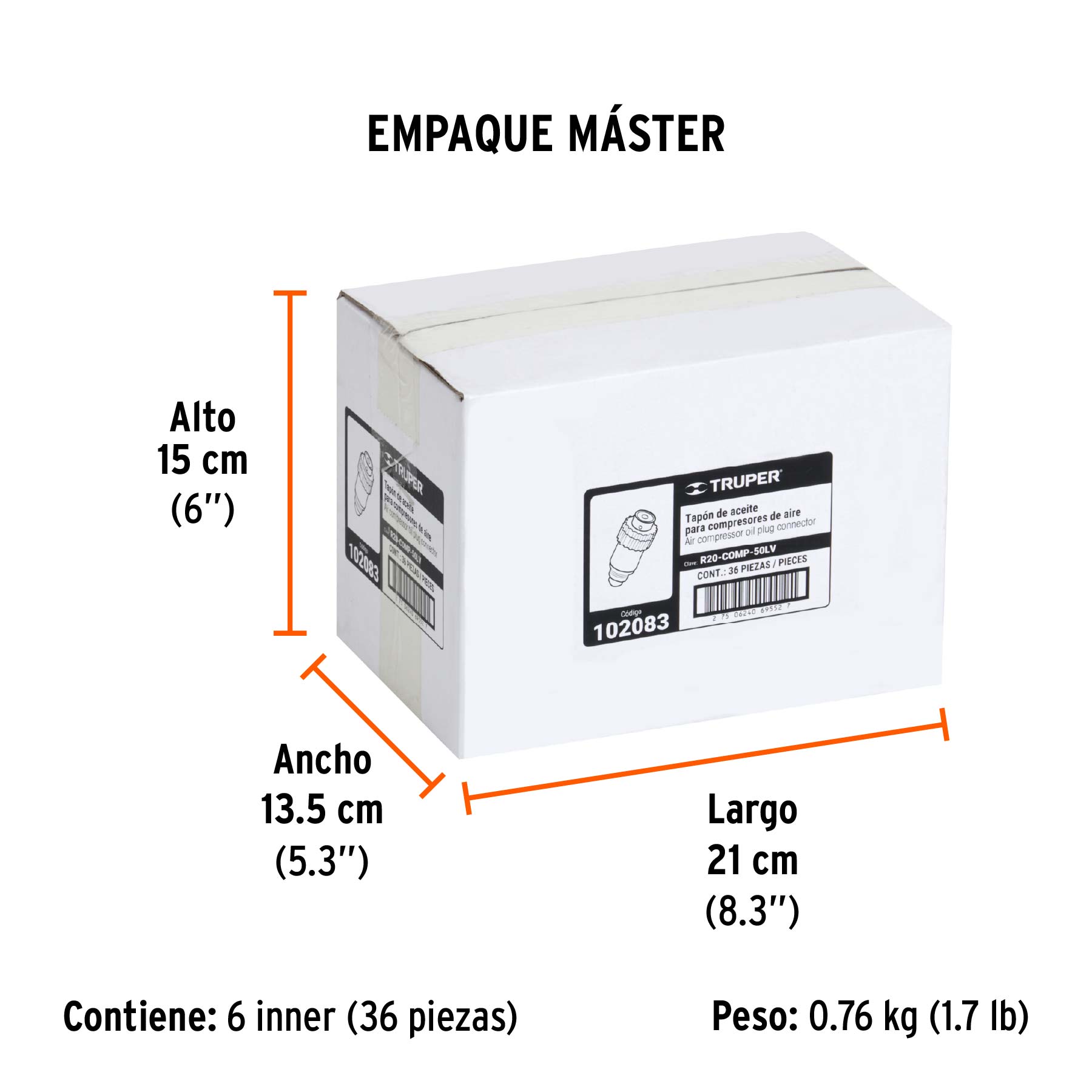 Tapón de aceite para compresores Grupo 8, TRUPER - Empaque