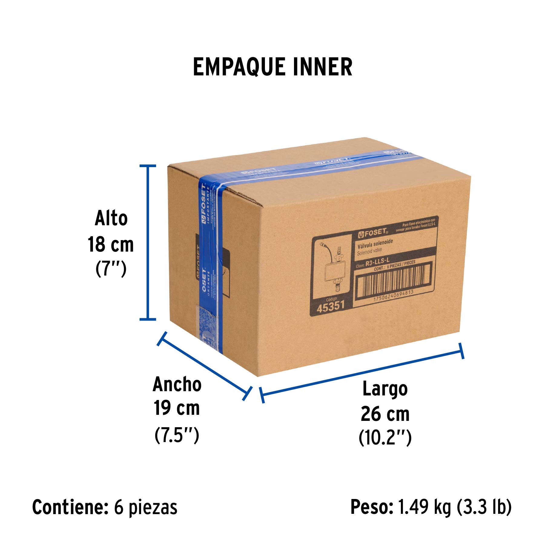 Válvula solenoide para llave de sensor LLS-L, FOSET - Empaque