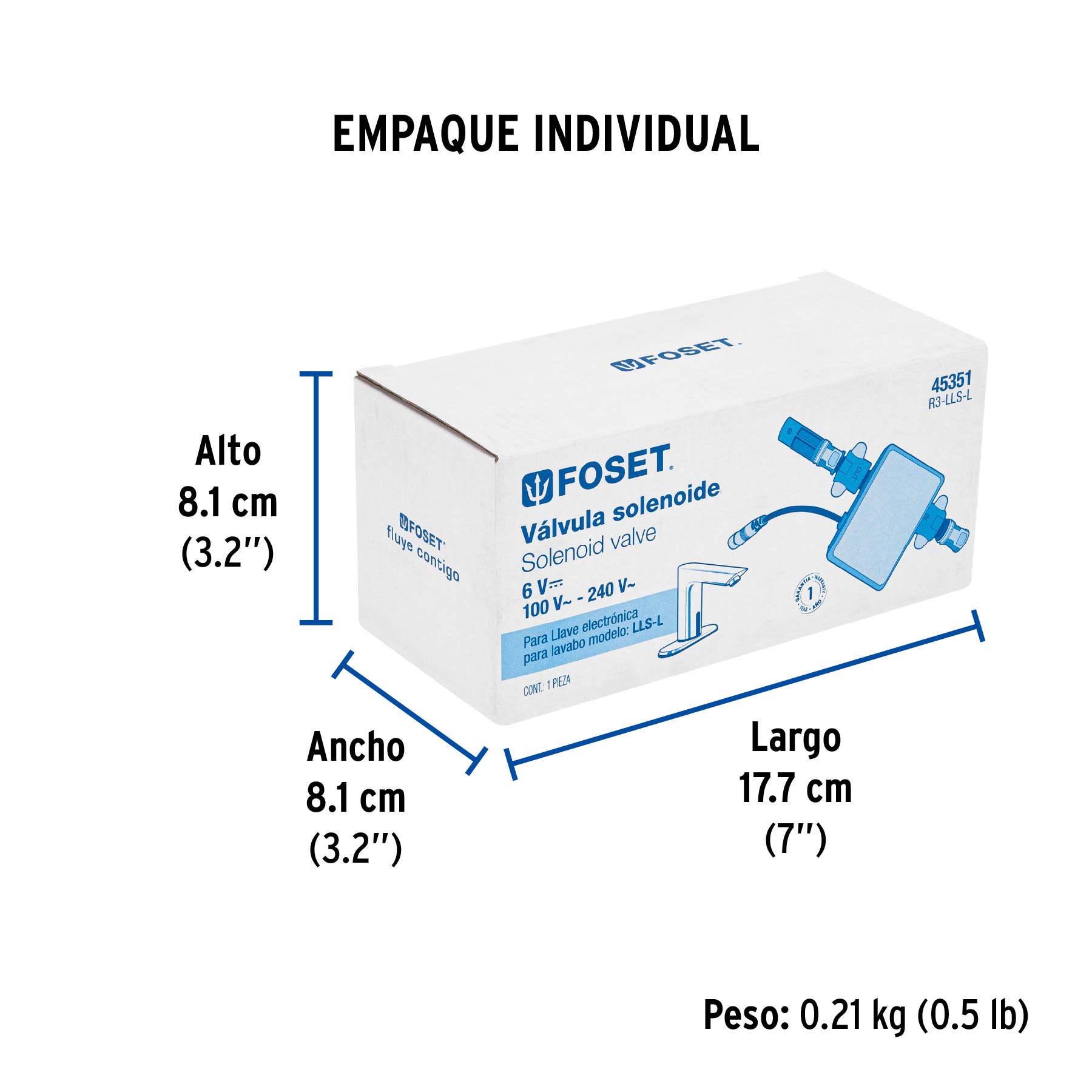 Válvula solenoide para llave de sensor LLS-L, FOSET - Empaque