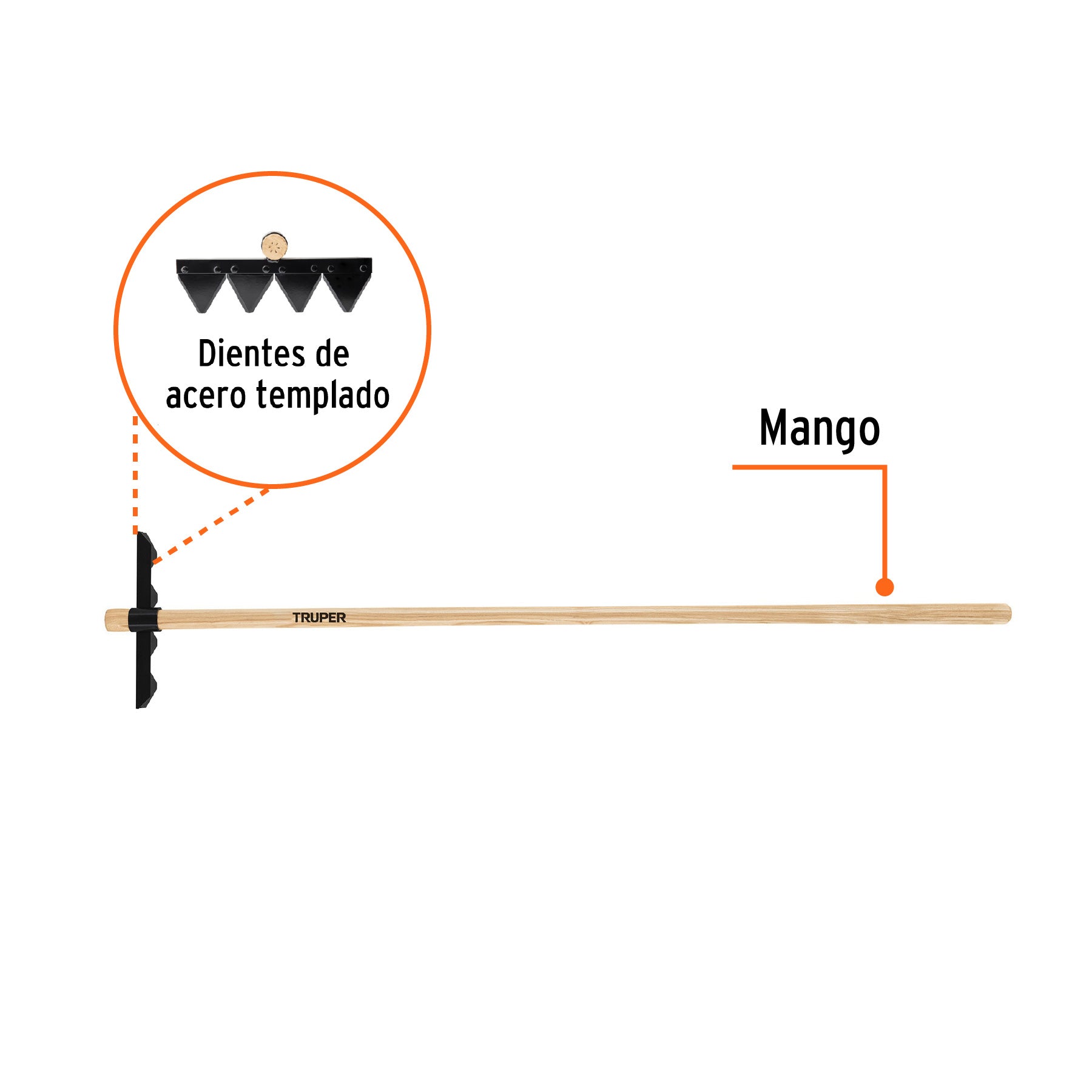 Rastrillo forestal con mango de madera de 60", TRUPER