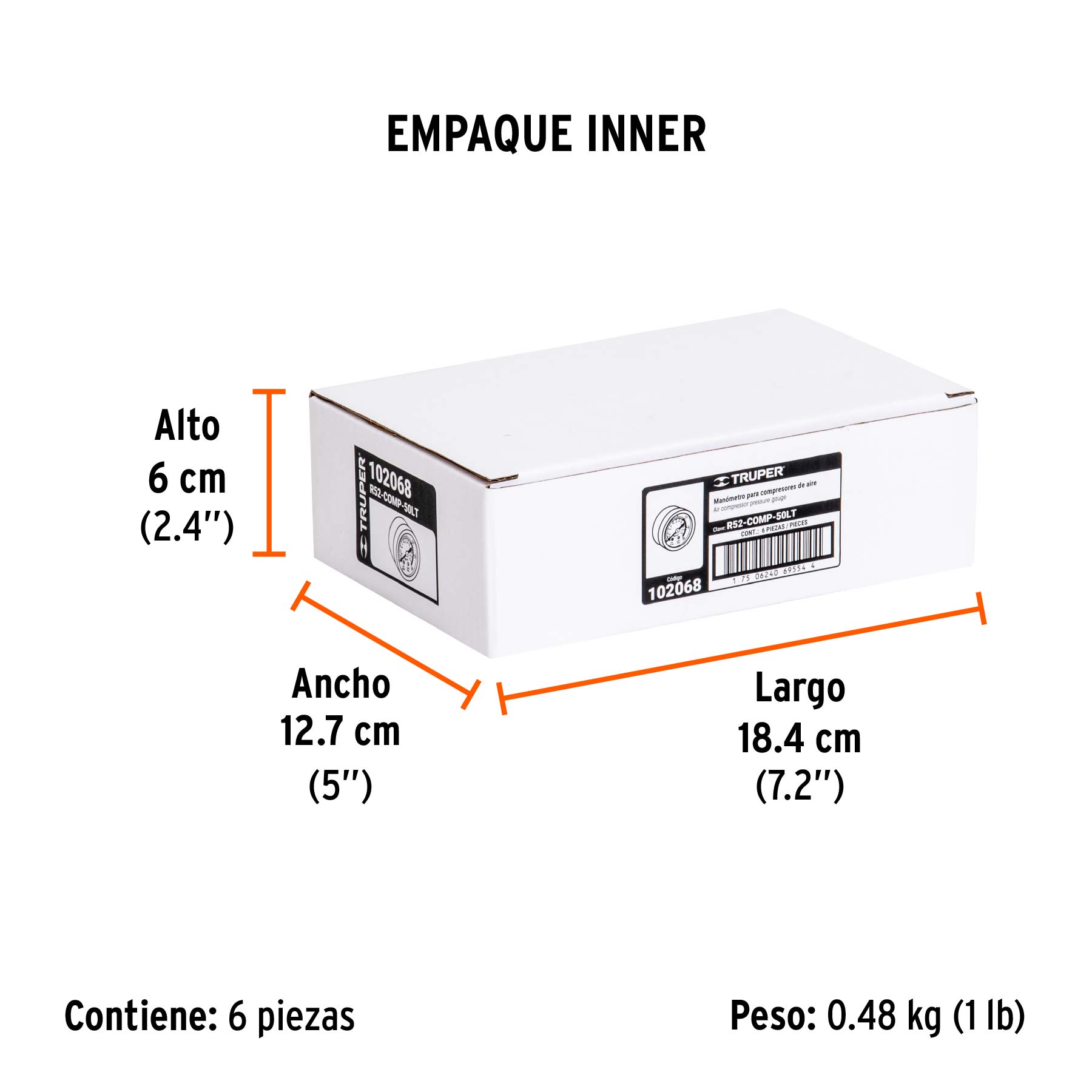Manómetro para compresores Grupo 2, TRUPER - Empaque