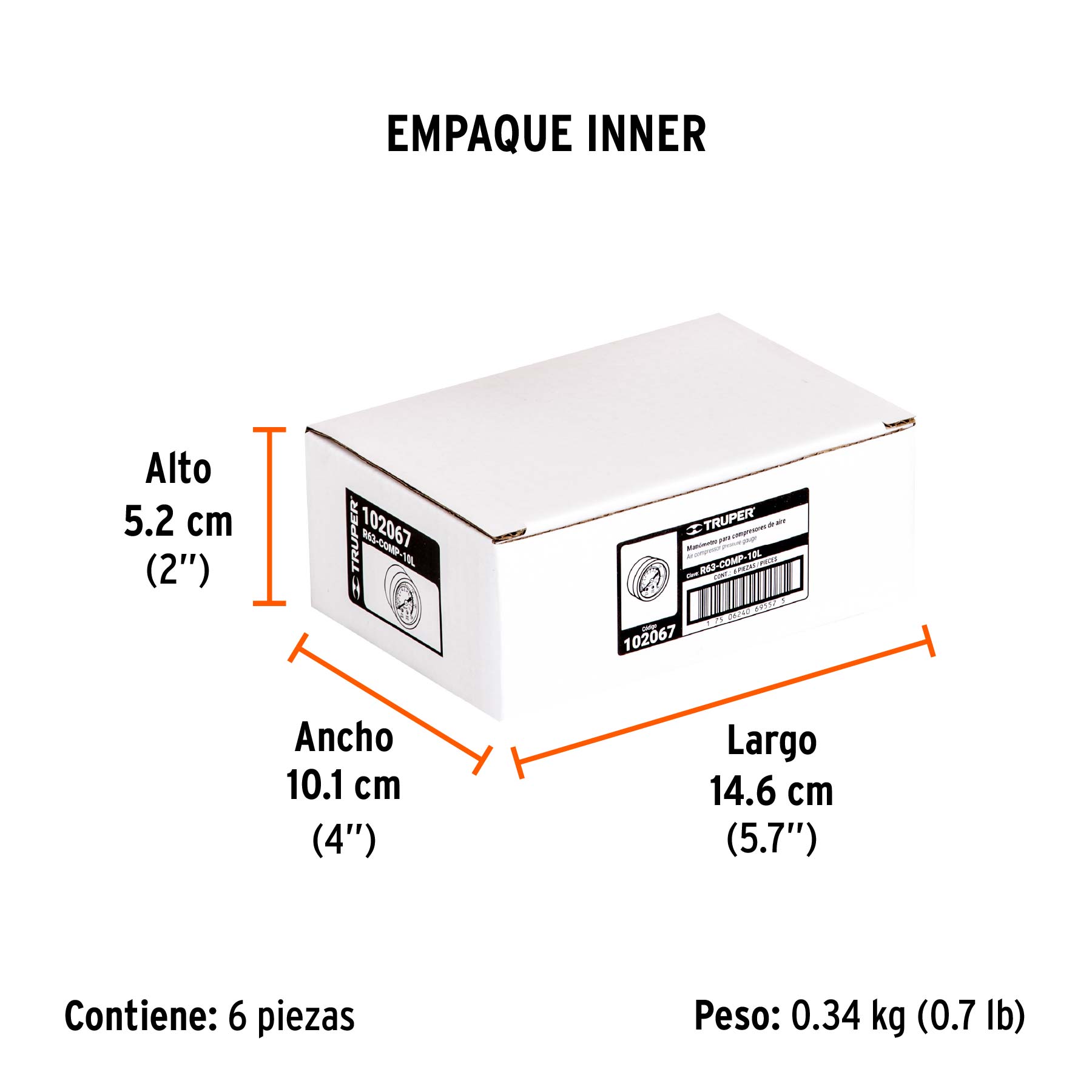 Manómetro para compresores Grupo 1, TRUPER - Empaque