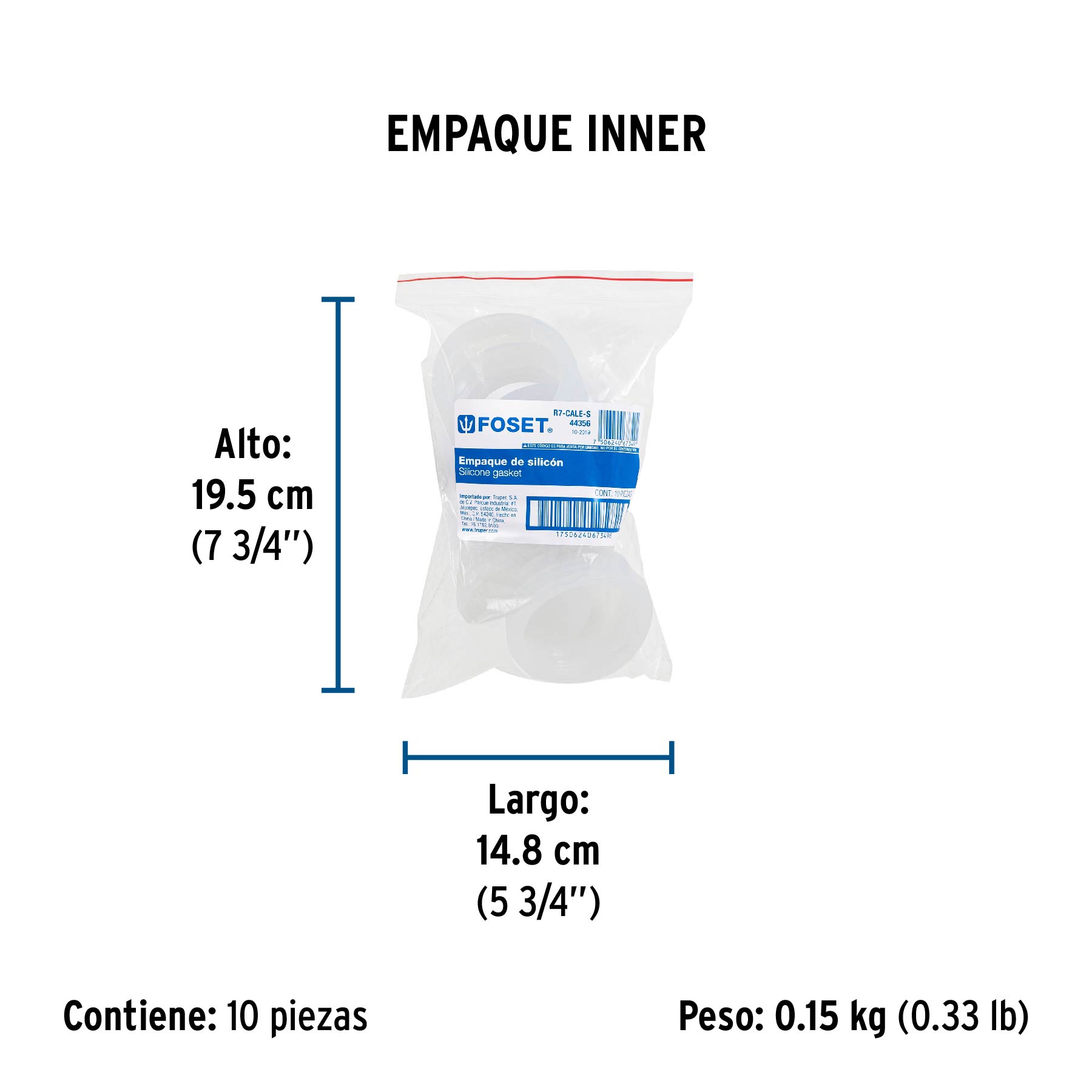 Empaque de silicón para calentador solar, 58 mm, FOSET - Empaque
