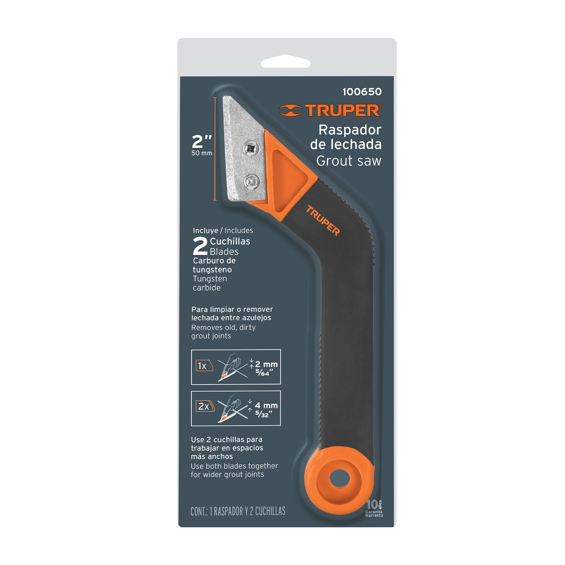 Raspador de lechada con cuchillas de 2", TRUPER