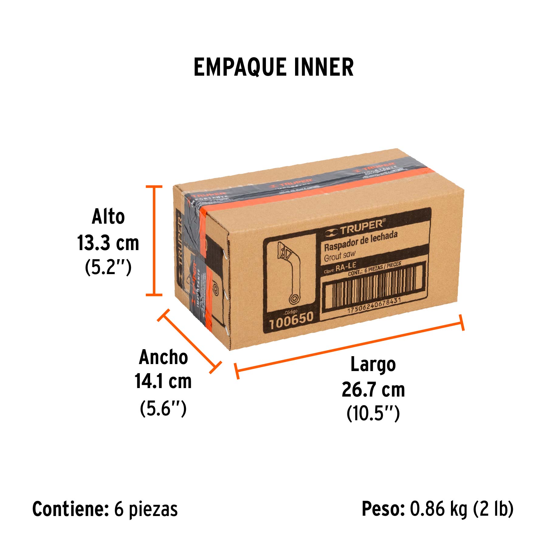 Raspador de lechada con cuchillas de 2", TRUPER - Empaque