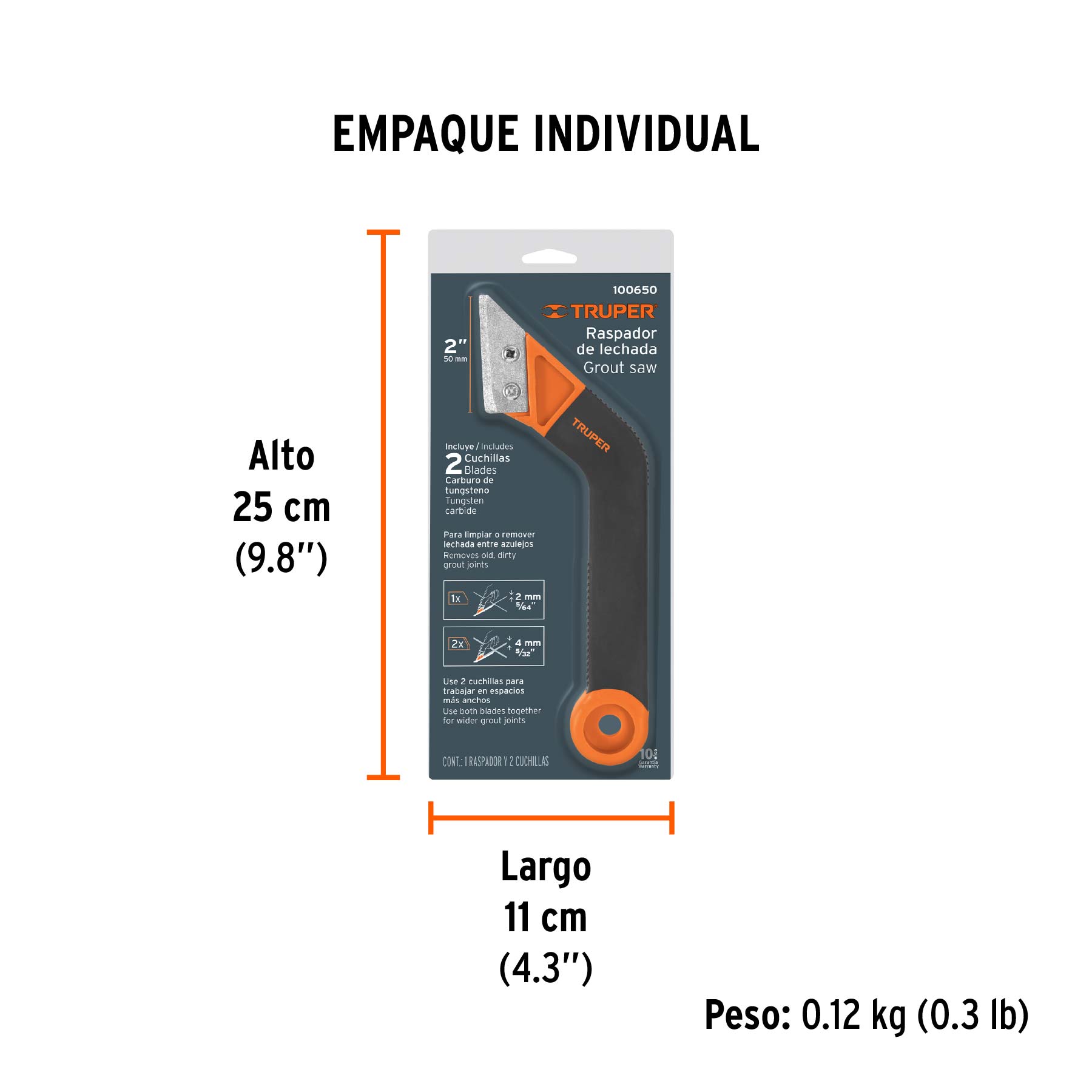 Raspador de lechada con cuchillas de 2", TRUPER - Empaque