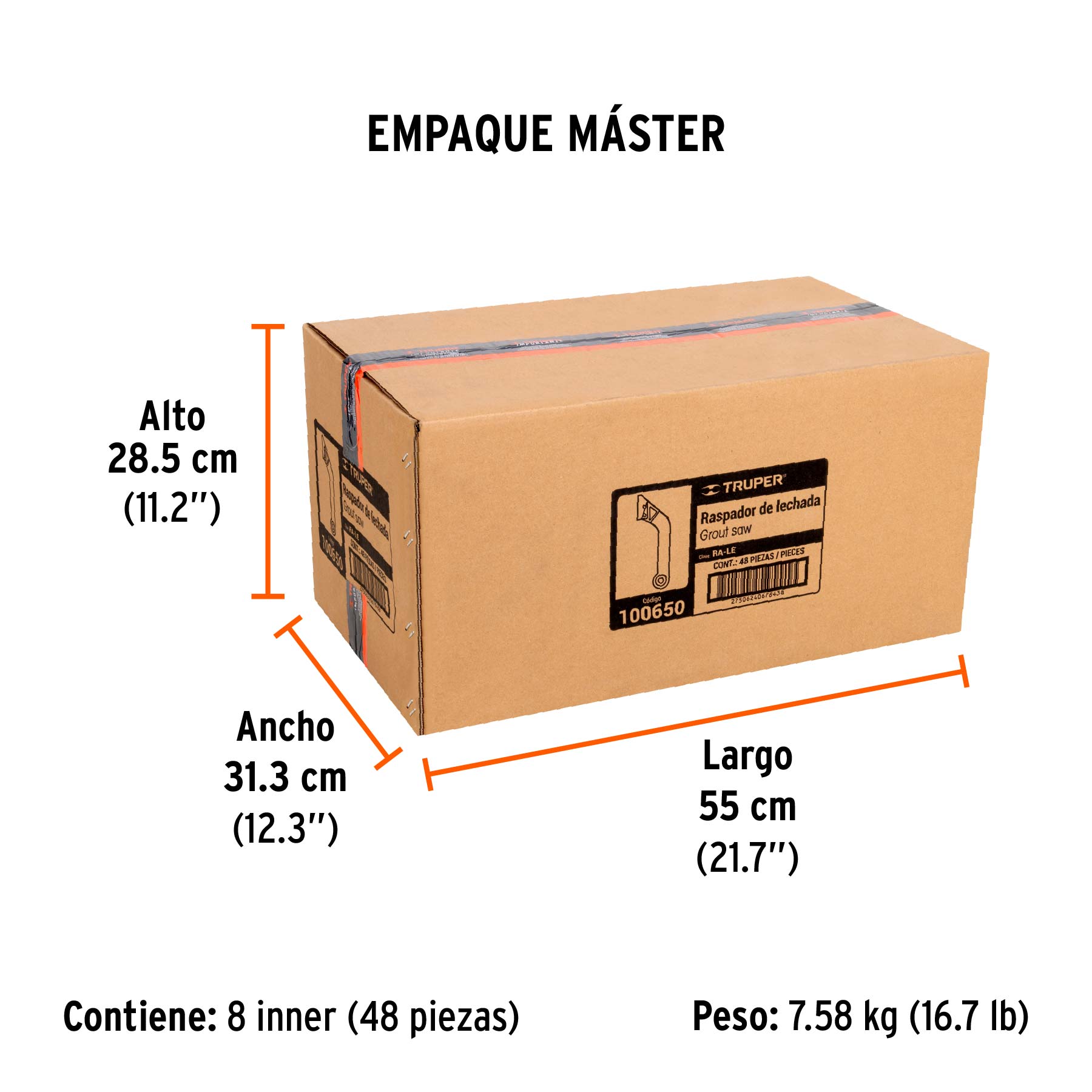 Raspador de lechada con cuchillas de 2", TRUPER - Empaque