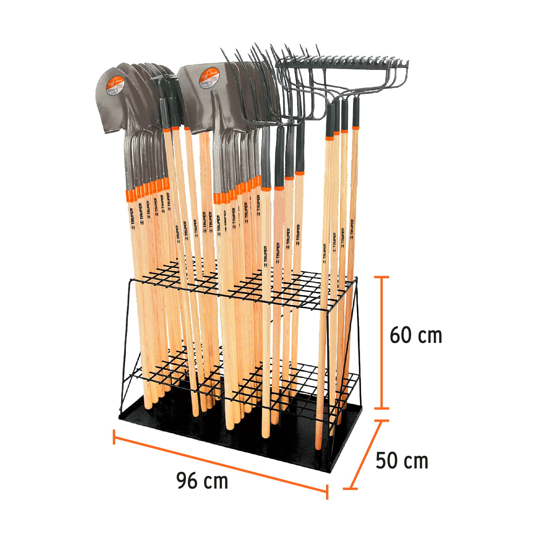 Rack de piso para herramientas de mango largo, TRUPER