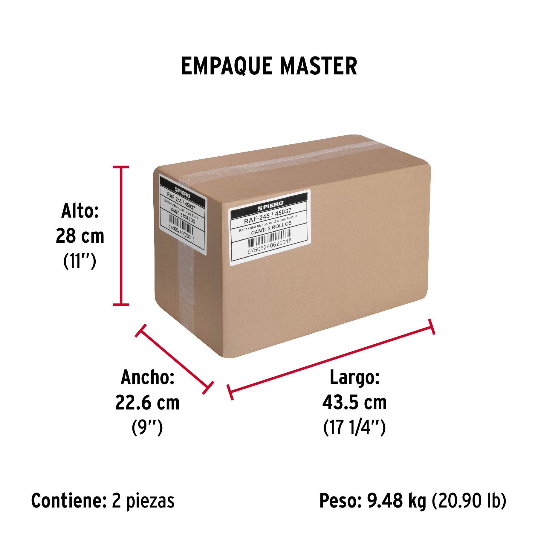 Rollo de rafia de 2045 m color blanco calibre 2.2 g/m - Empaque