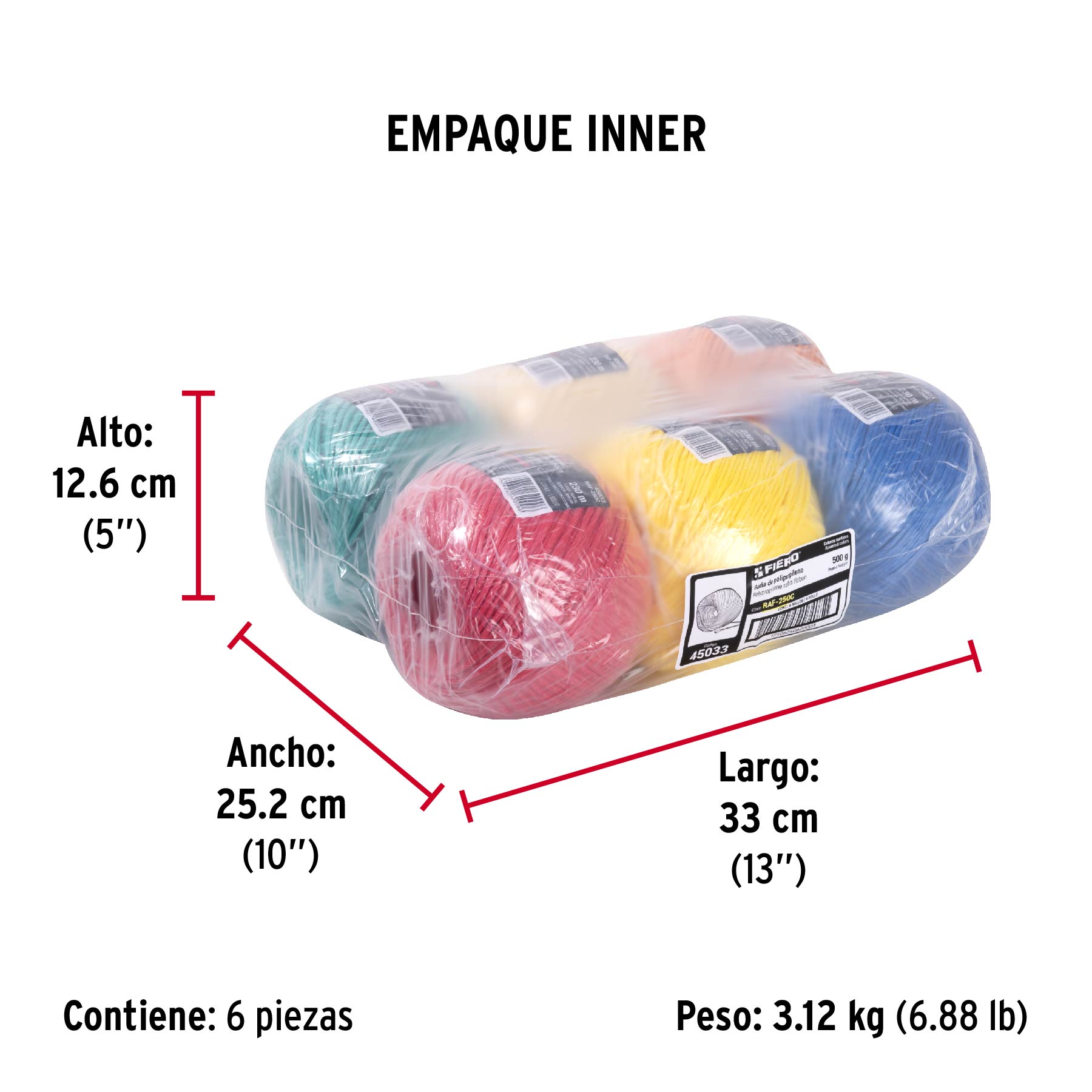 Rollo de rafia de 230 m colores surtidos calibre 2.2 g/m - Empaque